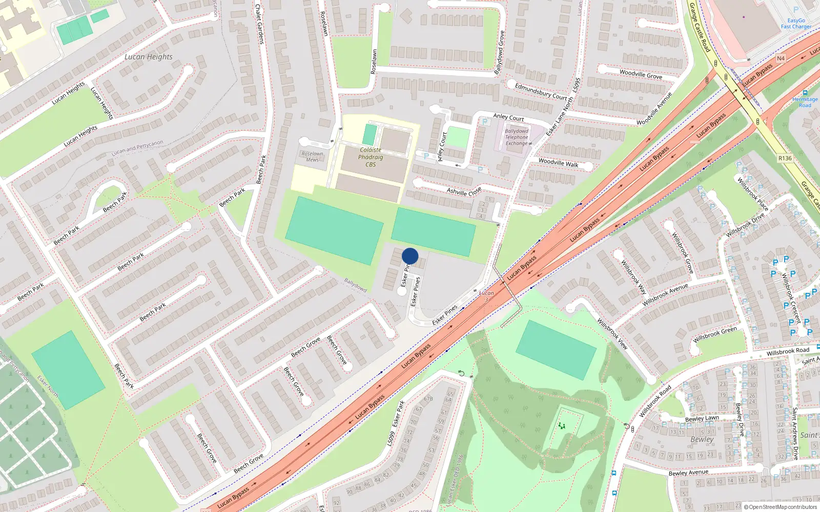 Overhead map showing the location of 16 Esker Pines, Lucan