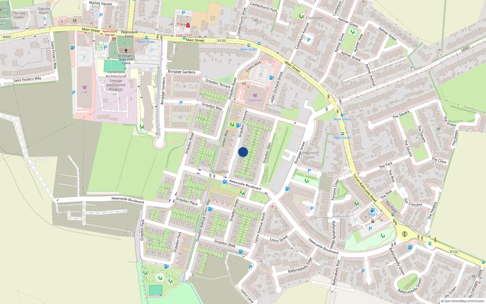 Overhead map showing the location of 16 Graydon Crescent, Newcastle