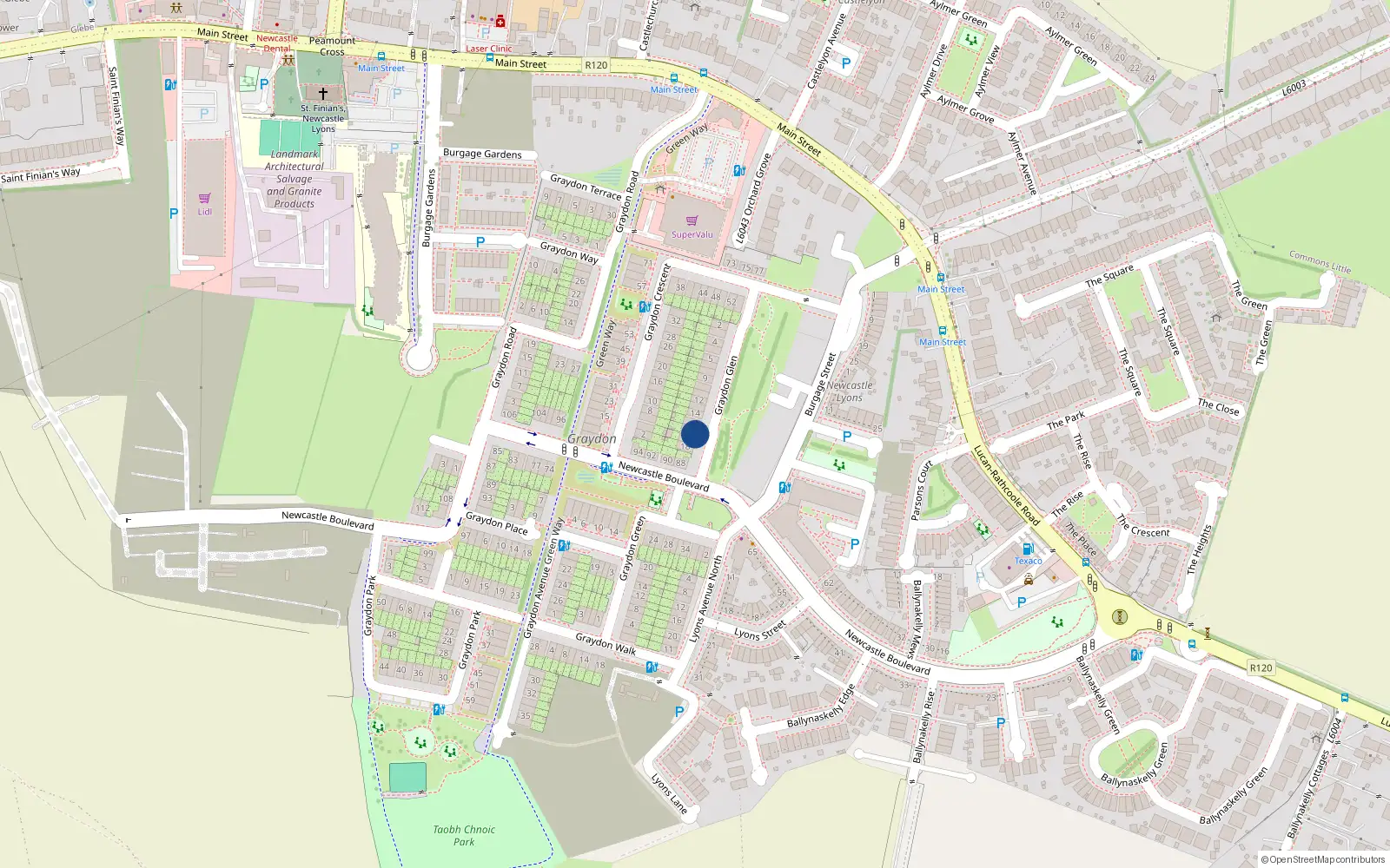 Overhead map showing the location of 16 Graydon Glen, Newcastle