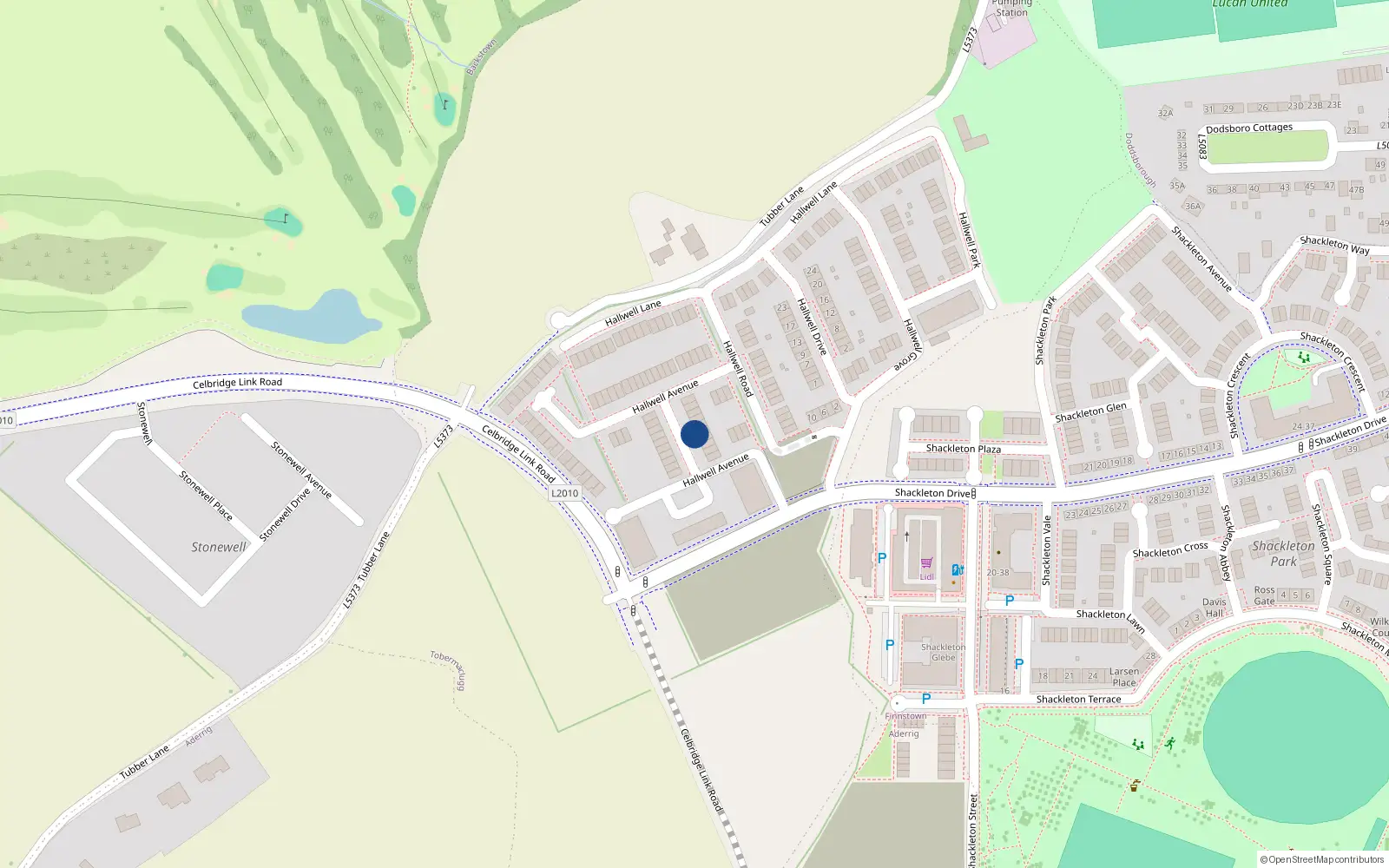 Overhead map showing the location of 16 Hallwell Avenue, Adamstown