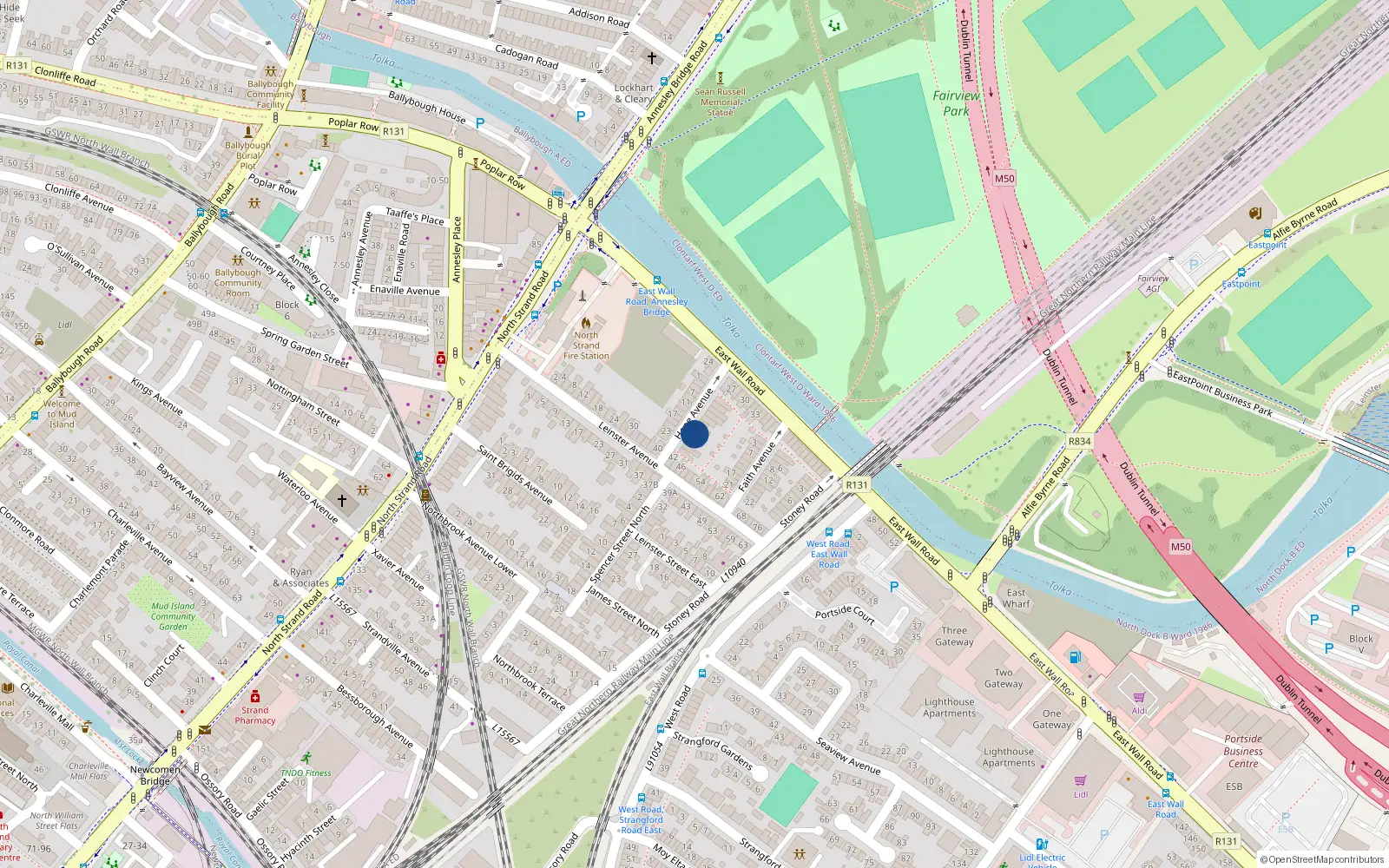 Overhead map showing the location of 16 Hope Avenue, Dublin 3, Dublin