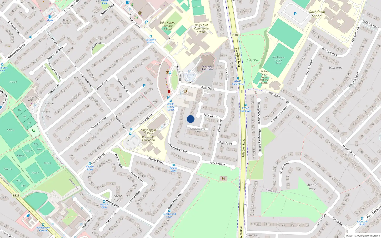Overhead map showing the location of 16 Knocknagarm Park, Co Dublin