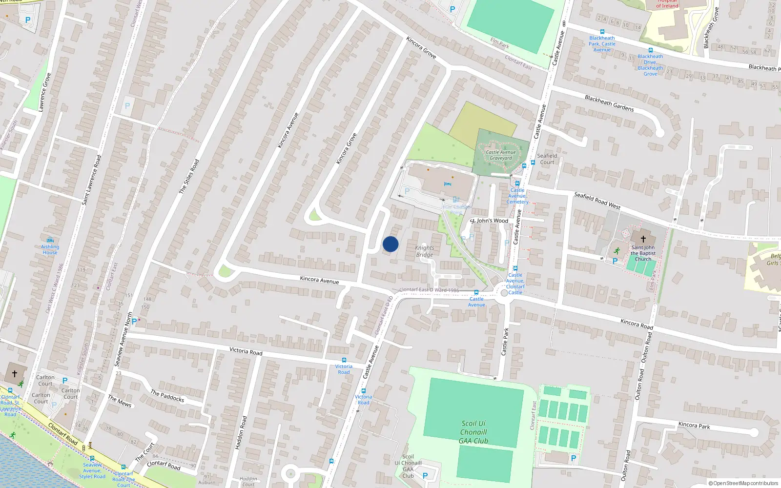 Overhead map showing the location of 16 Lambourne Village, Dublin 3