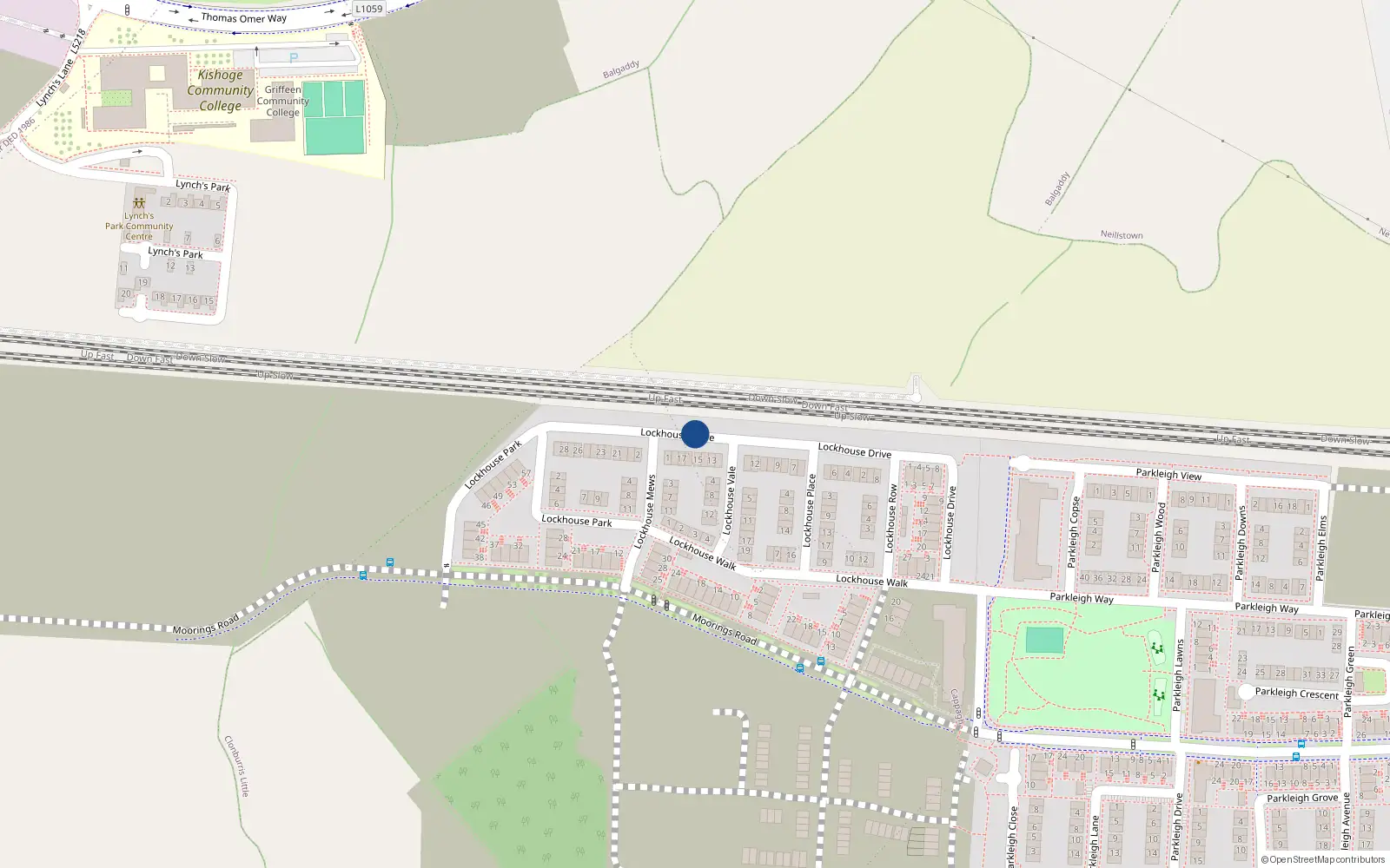 Overhead map showing the location of 16 Lockhouse Drive