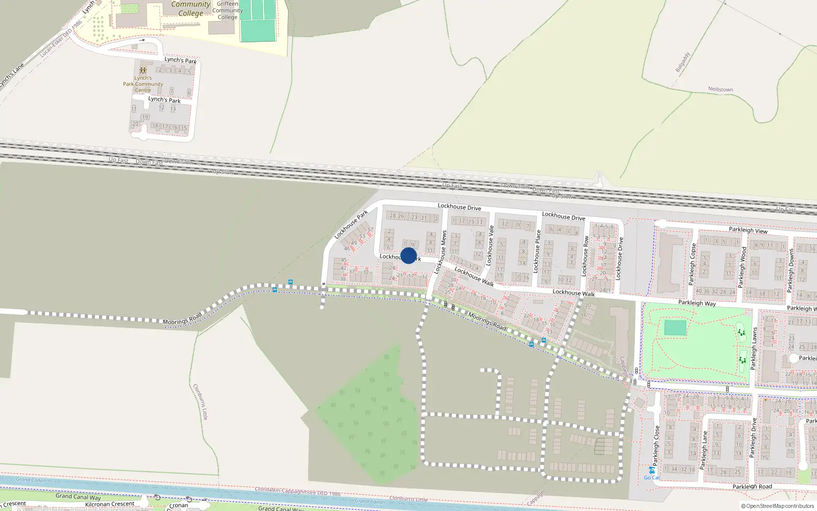 Overhead map showing the location of 16 Lockhouse Park, Clonburris Little