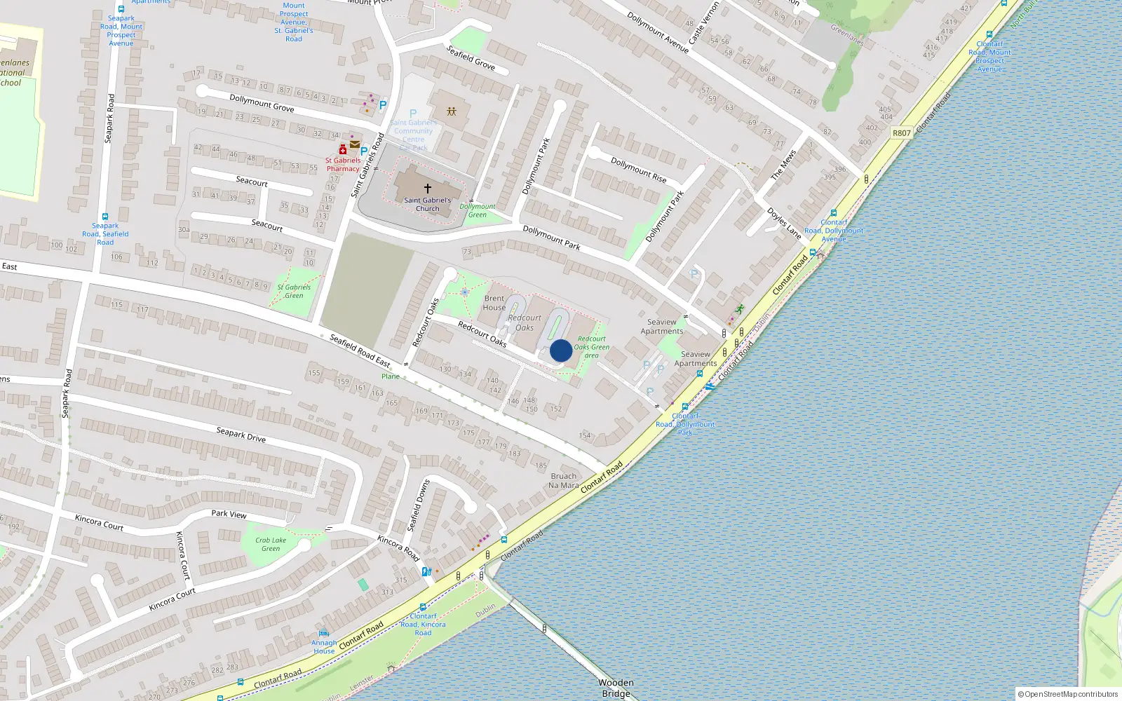 Overhead map showing the location of 9R79+4F, Clontarf East, Dublin