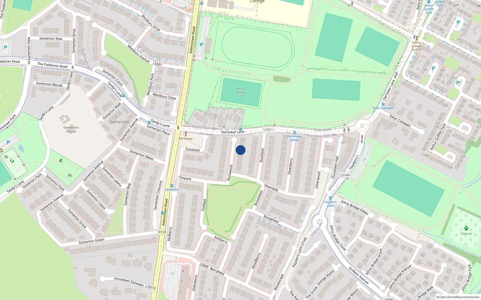 Overhead map showing the location of 16 Rockwood, Lucan