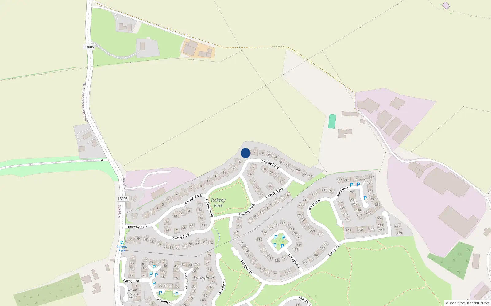 Overhead map showing the location of 16 Rokeby Park, Lucan