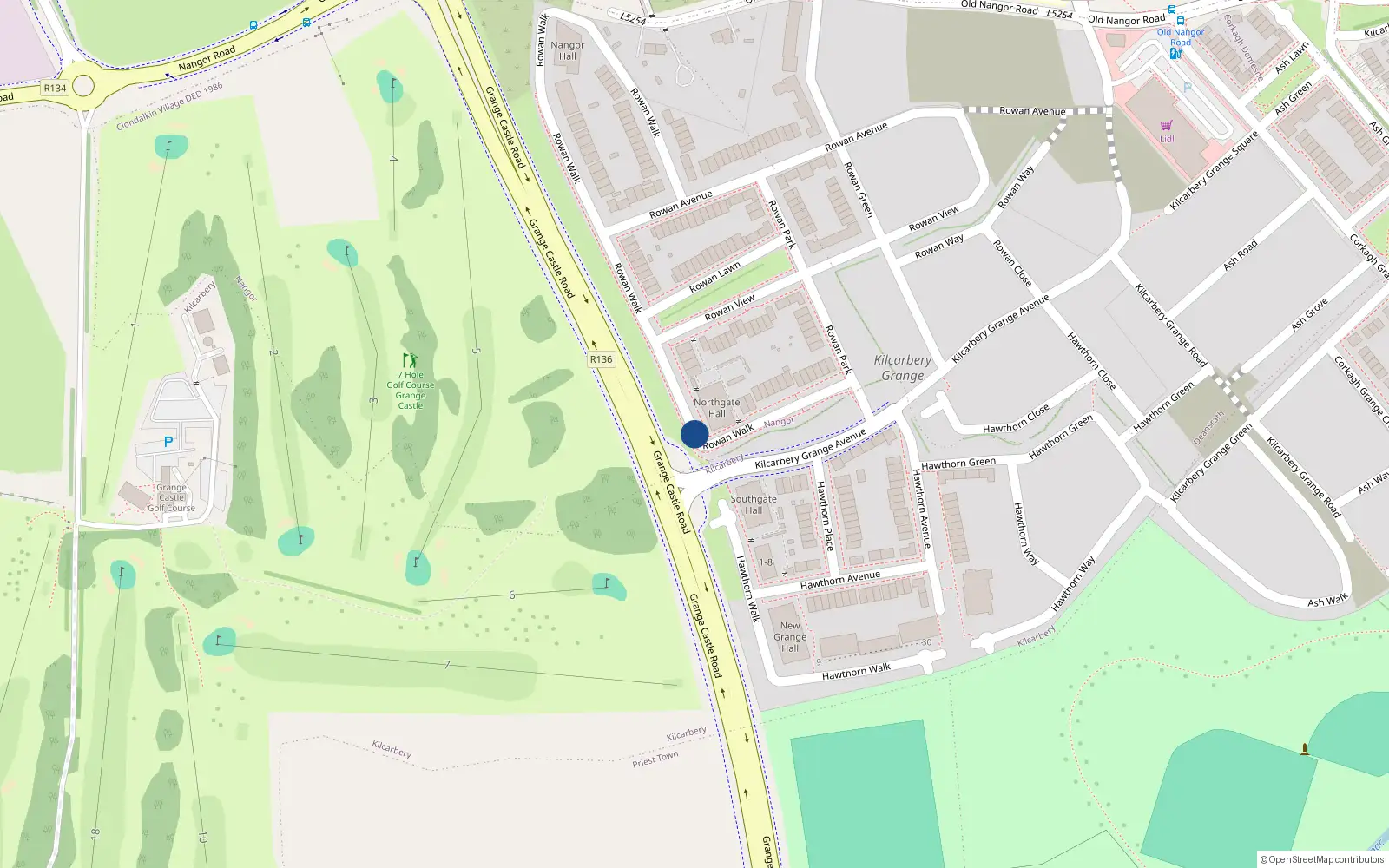 Overhead map showing the location of 16 Rowan Walk, Nangor