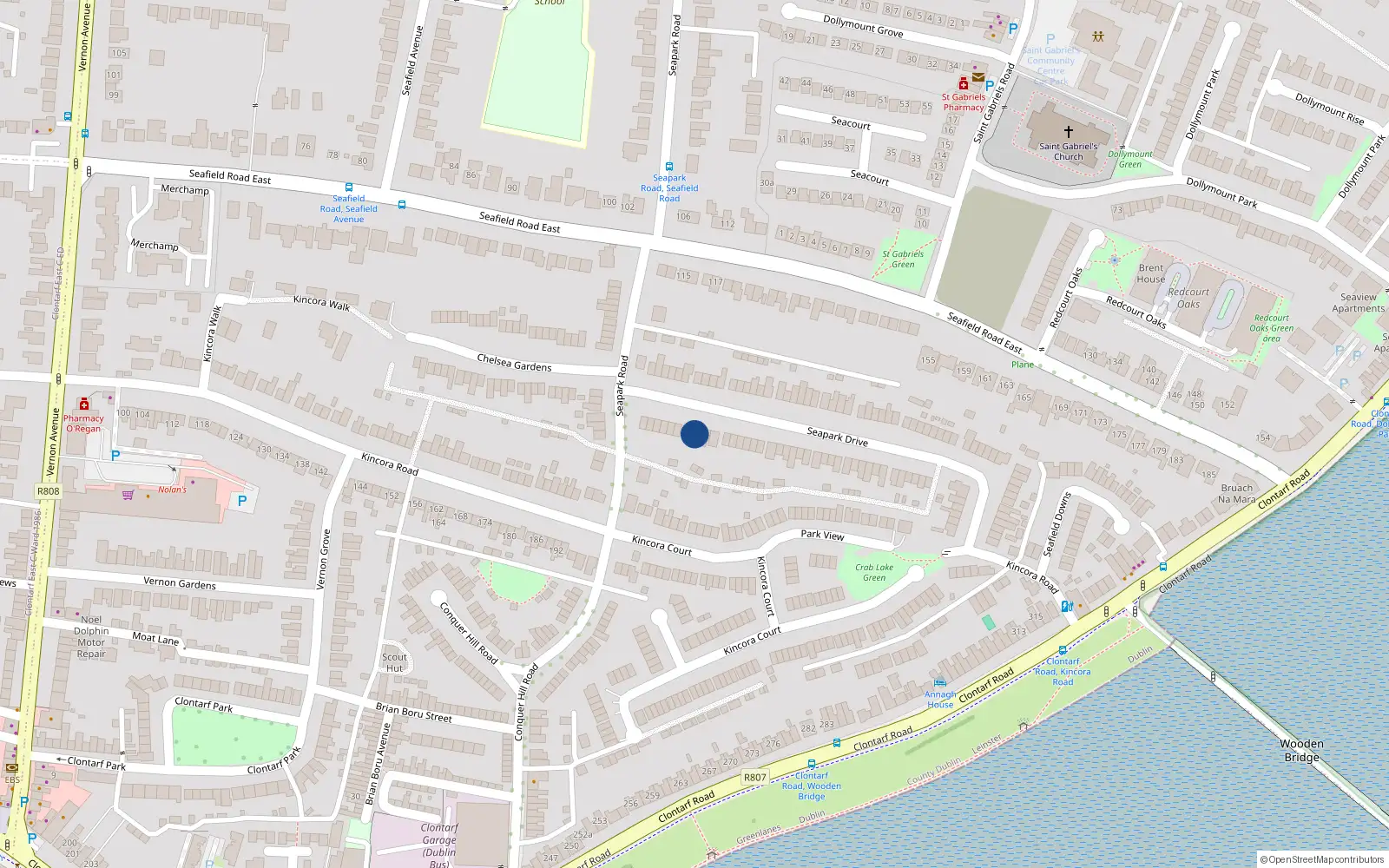 Overhead map showing the location of 16 Seapark Drive, Dublin 3