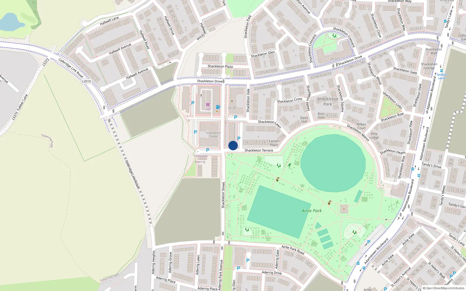 Overhead map showing the location of 16 Shackleton Terrace, Lucan