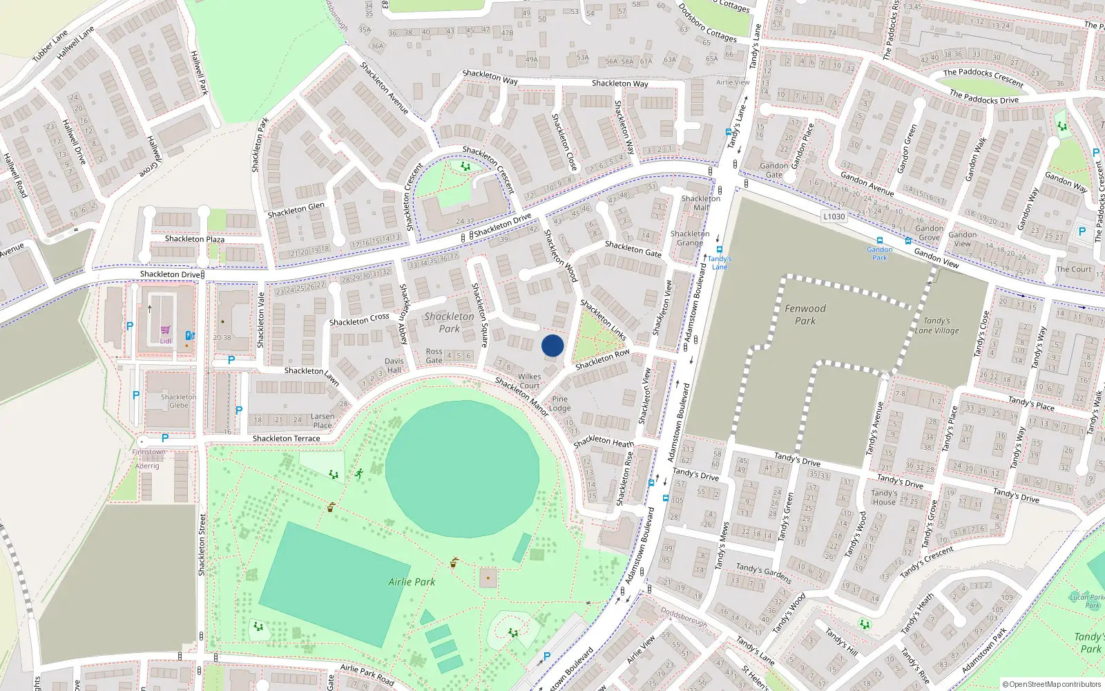 Overhead map showing the location of 16 Shakleton Wood, 16 Shackleton Wood, Lucan