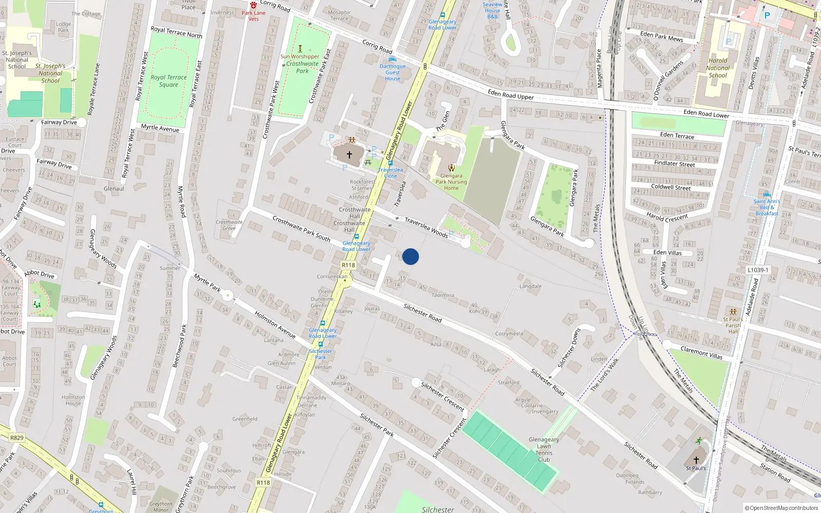 Overhead map showing the location of 16 Silchester Court, Dublin