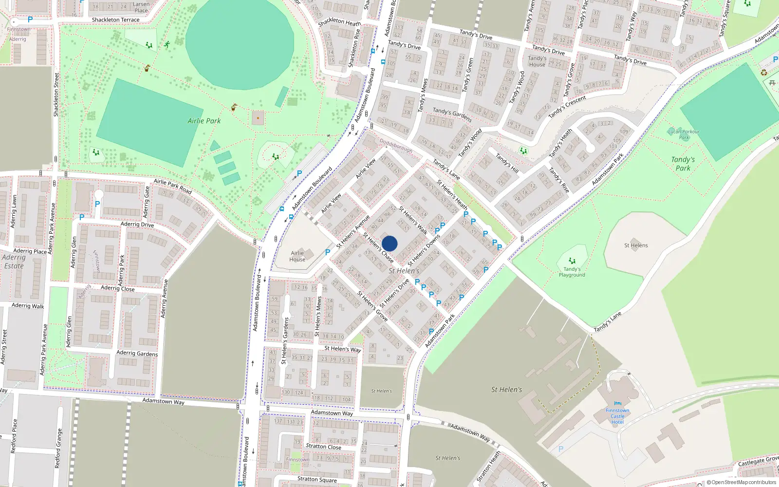 Overhead map showing the location of 16 St.helen's Chase, St.helen's, Adamstown