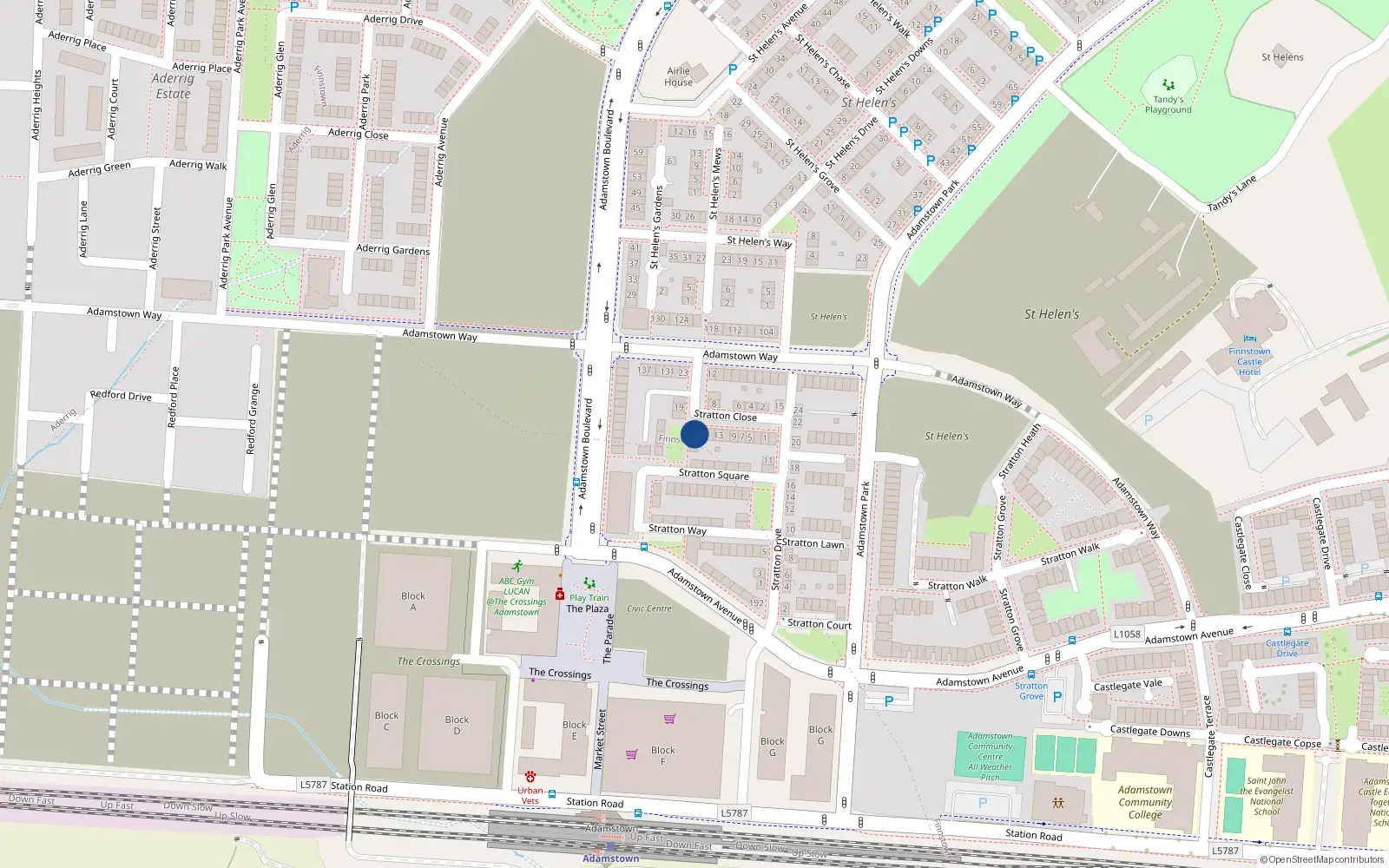 Overhead map showing the location of 16 Stratton Square, Lucan