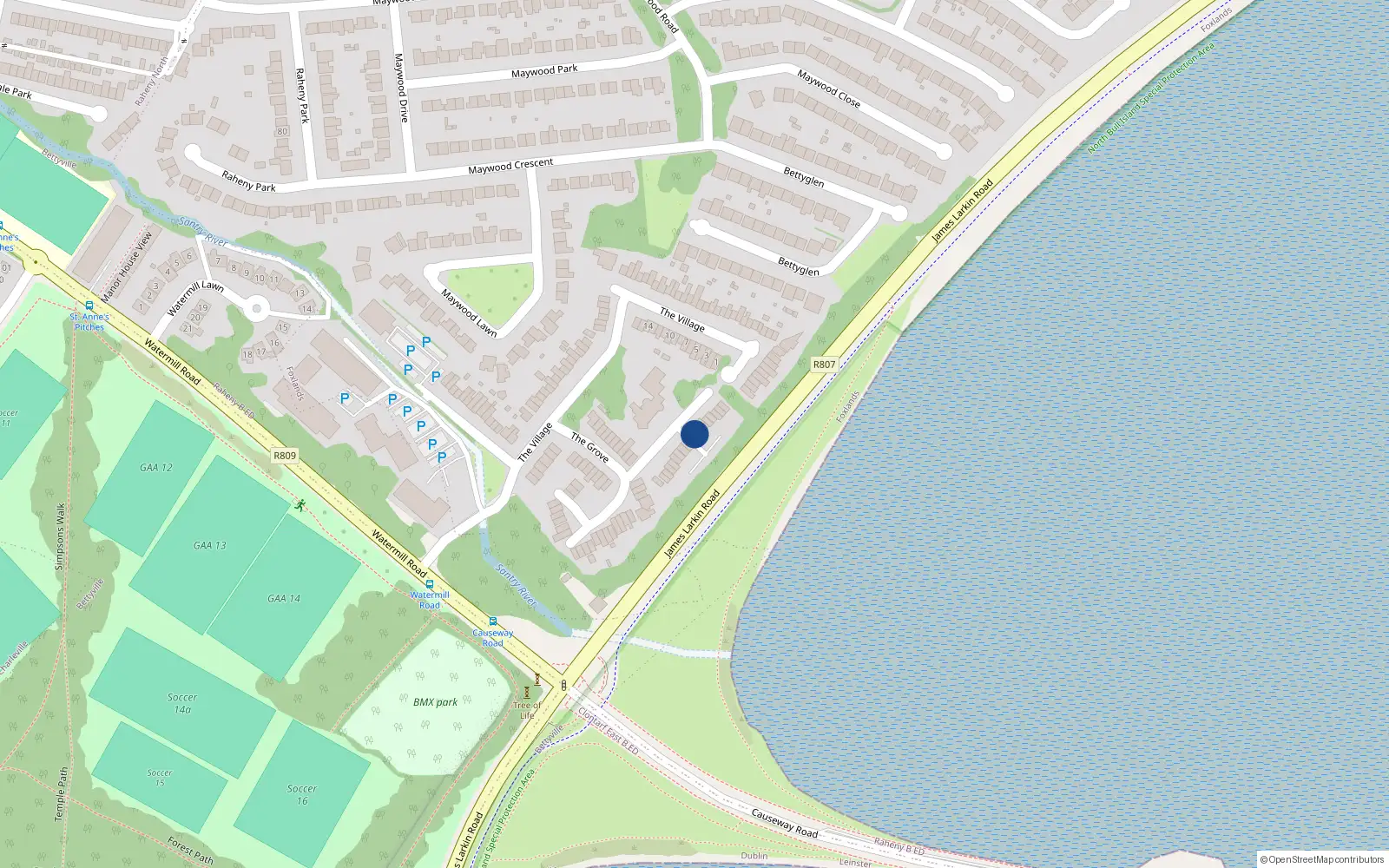 Overhead map showing the location of 16 the Court, Bettyglen, Raheny Dublin 5