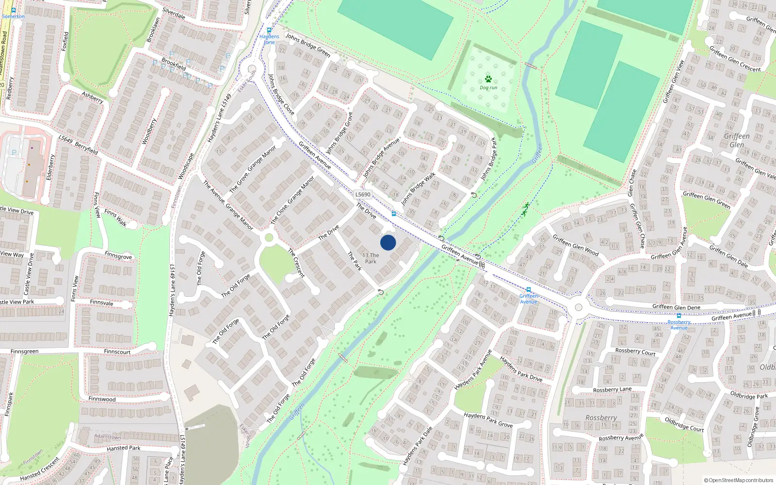 Overhead map showing the location of 16 The Drive, Grange Manor