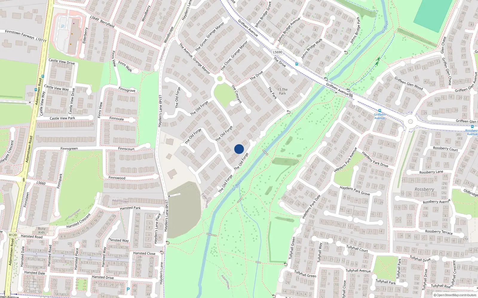 Overhead map showing the location of 16 The Old Forge, Lucan