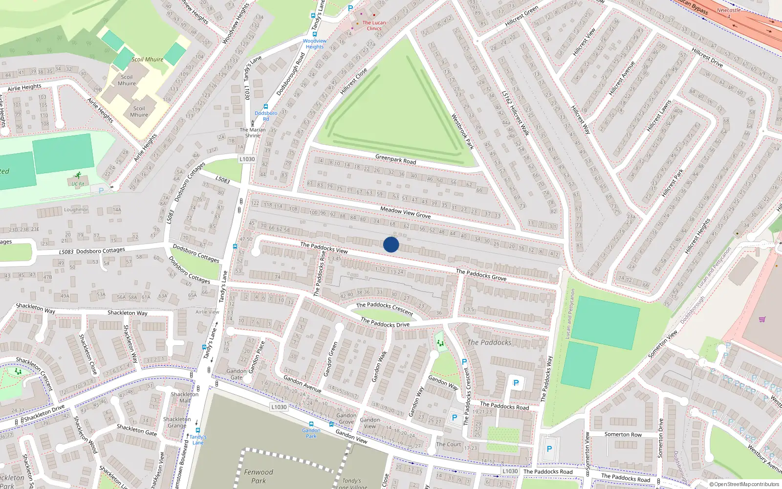 Overhead map showing the location of 16 The Paddocks View, Lucan