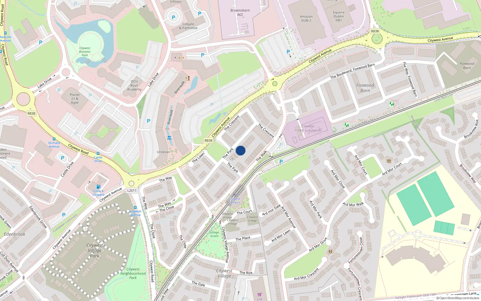 Overhead map showing the location of 16 The Park, Citywest