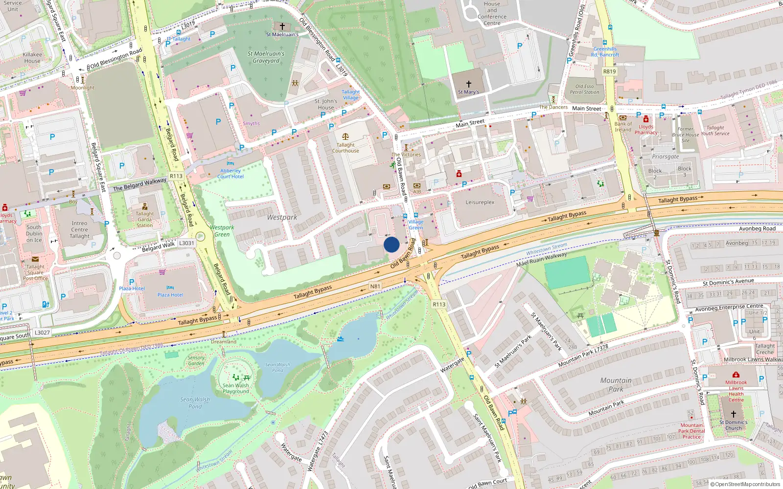 Overhead map showing the location of 16, The Village Square, Tallaght