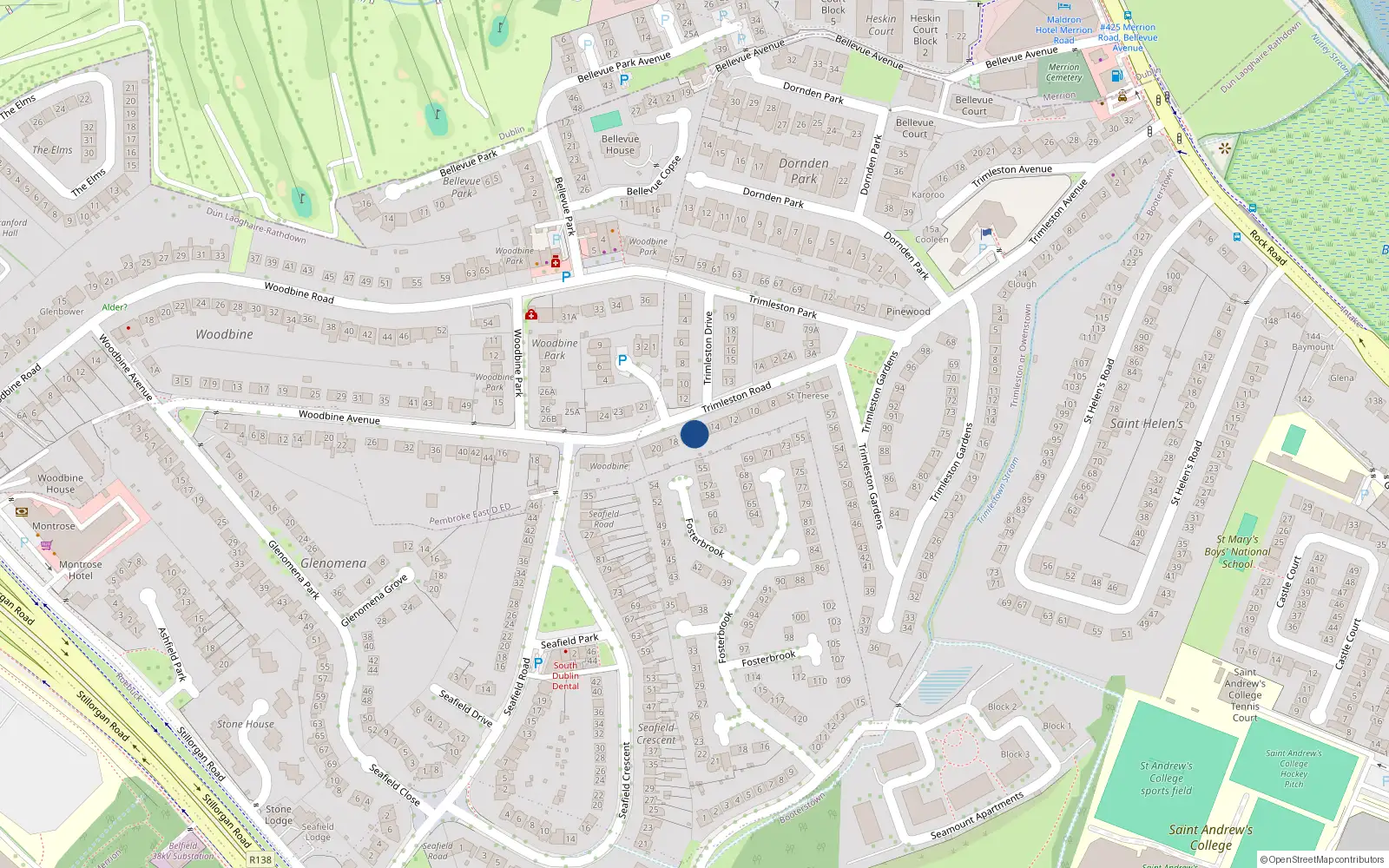Overhead map showing the location of 16 Trimleston Road, Trimleston or Owenstown