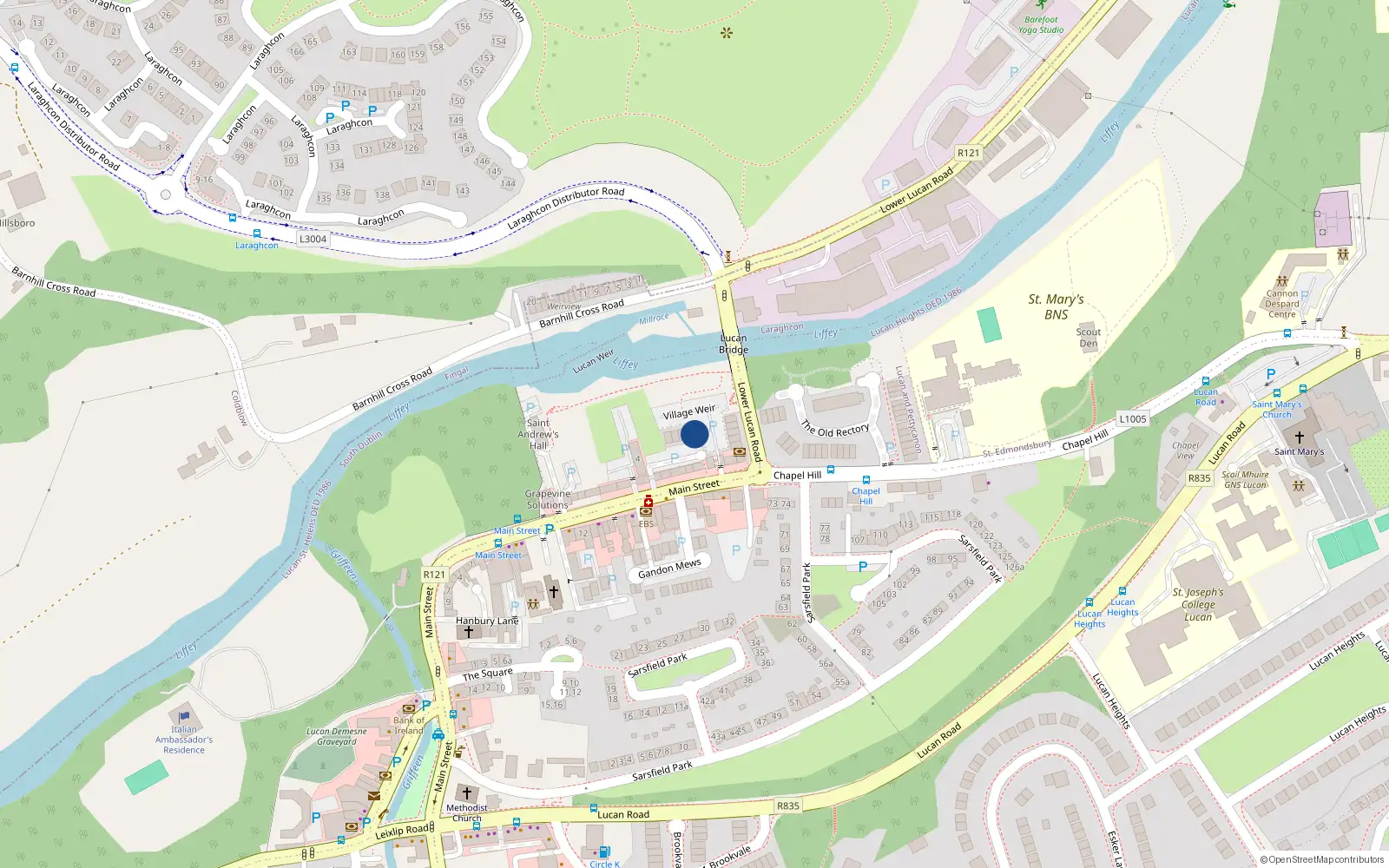 Overhead map showing the location of 16 Village Weir, Lower Main Street, Lucan