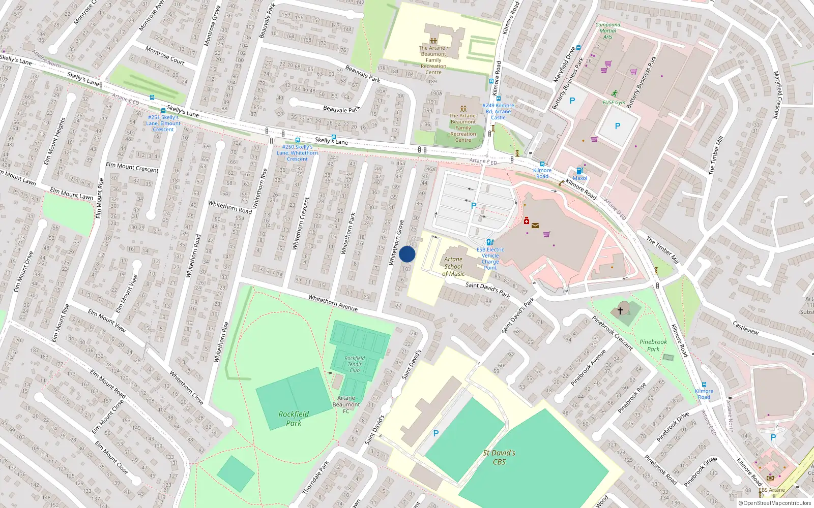 Overhead map showing the location of 16 Whitethorn Grove, Dublin 5