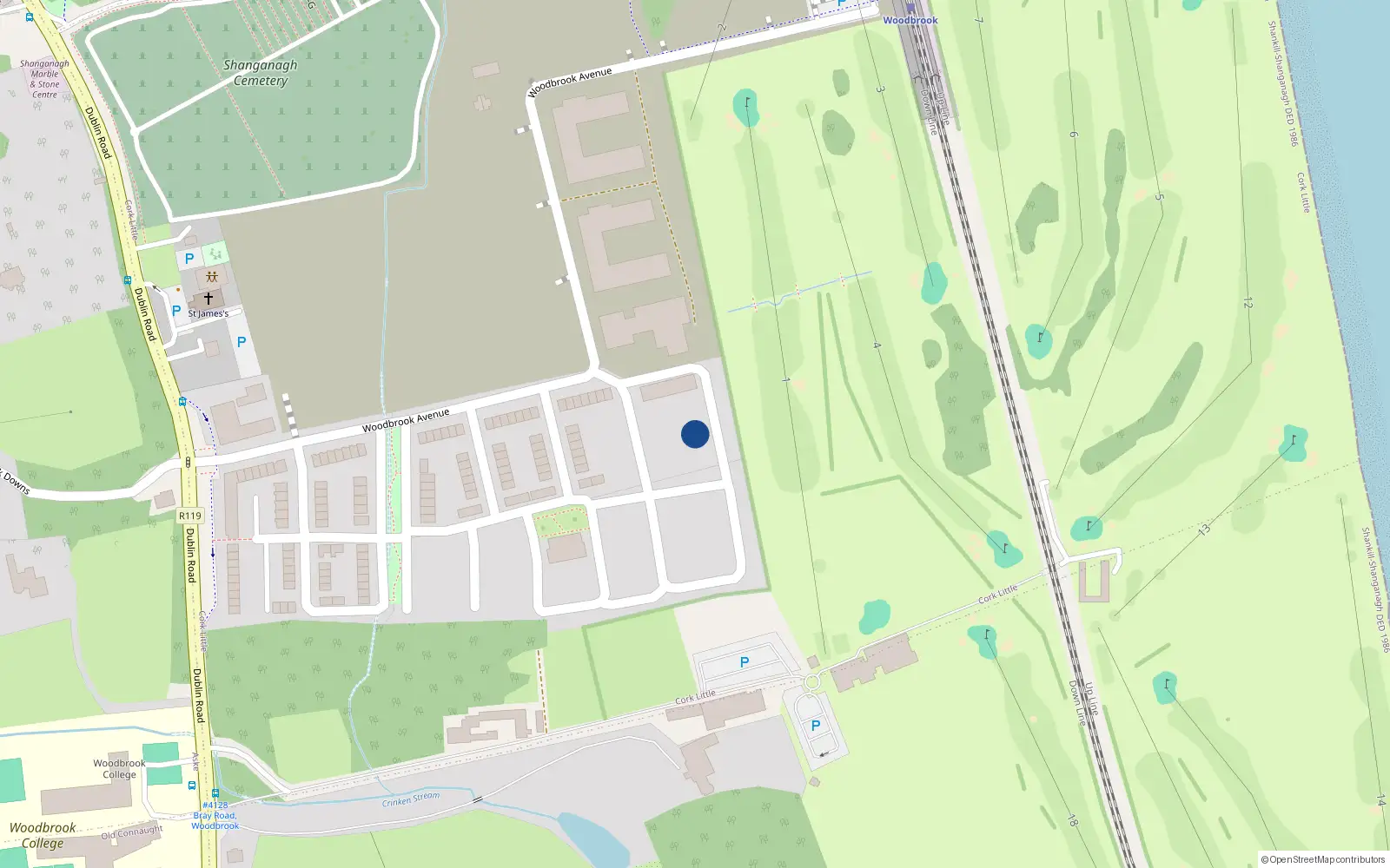 Overhead map showing the location of 16 Woodbrrok View, Woodbrook, Shankill