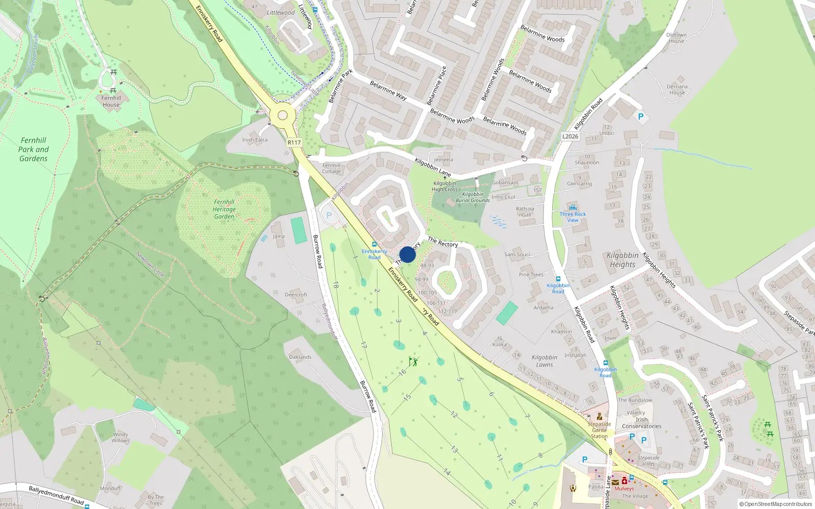Overhead map showing the location of 160 The Rectory, Kilgobbin