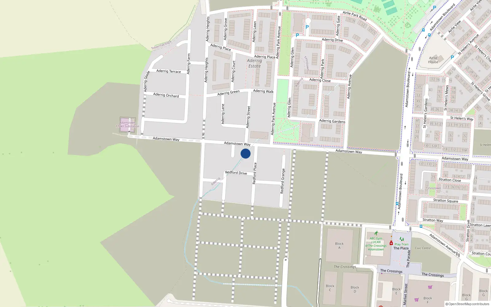 Overhead map showing the location of 161 Adamstown Way, Lucan