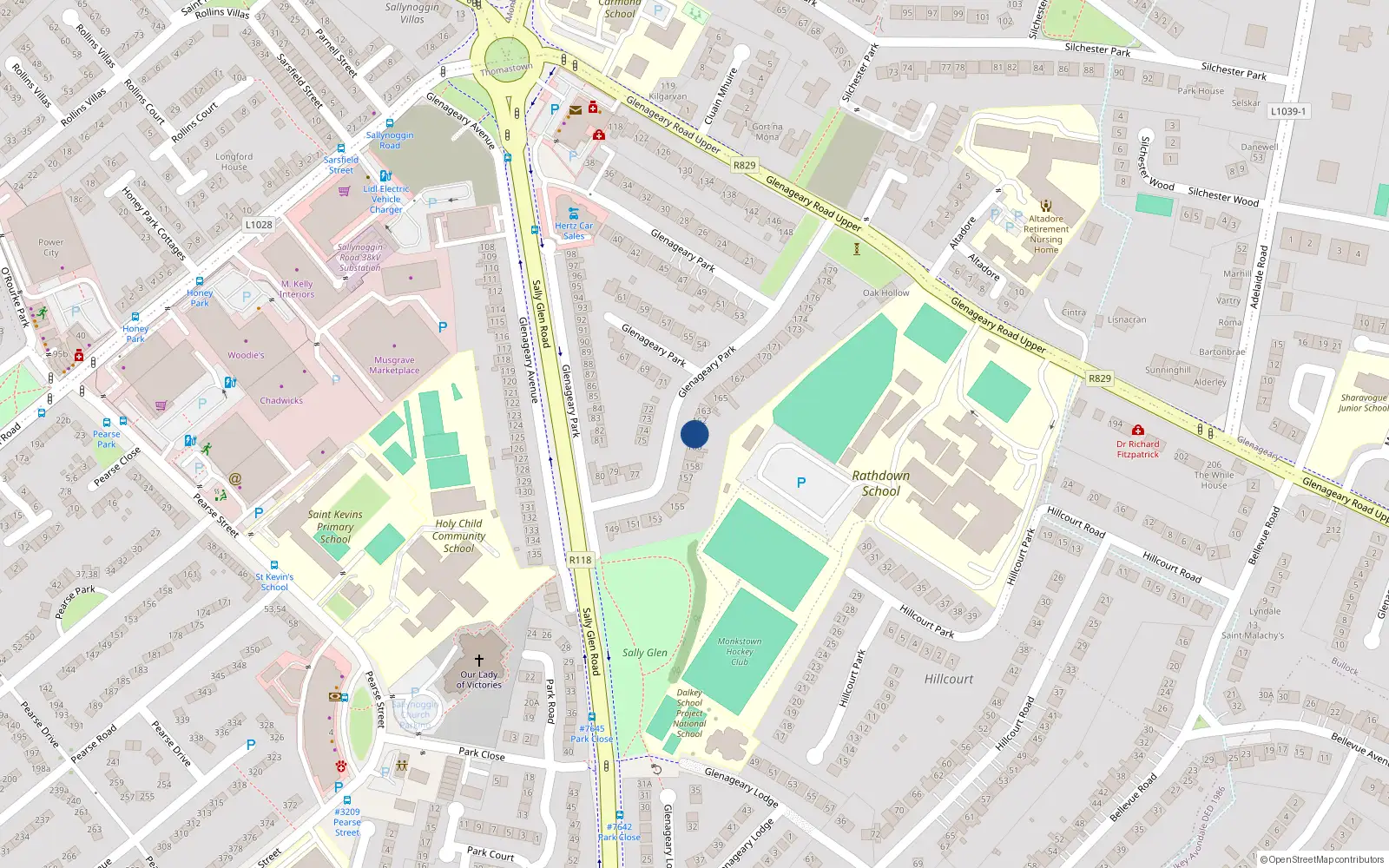 Overhead map showing the location of 161 Glenageary Park, Glenageary, Dublin