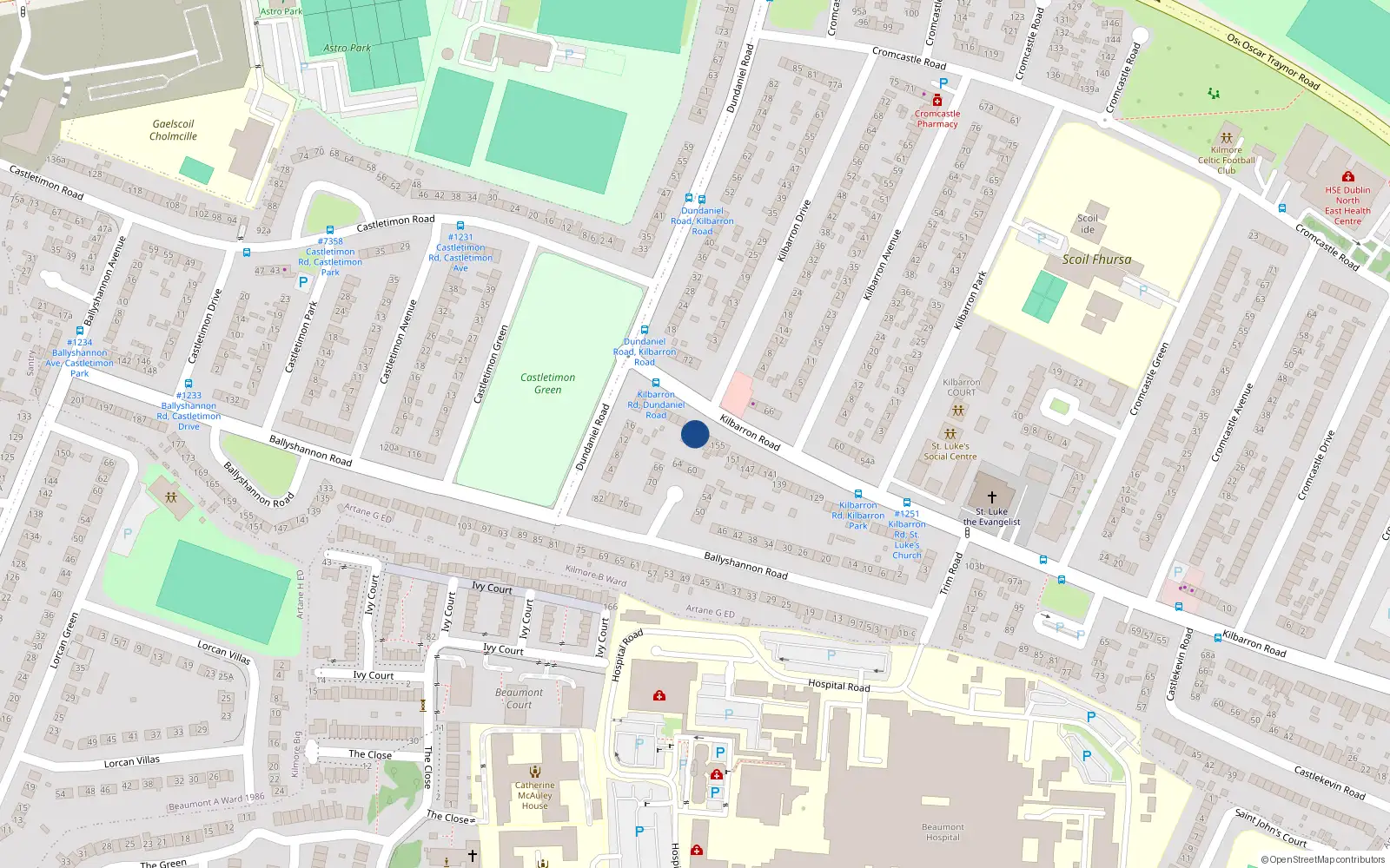 Overhead map showing the location of 161 Kilbarron Road, Kilmore West, Coolock