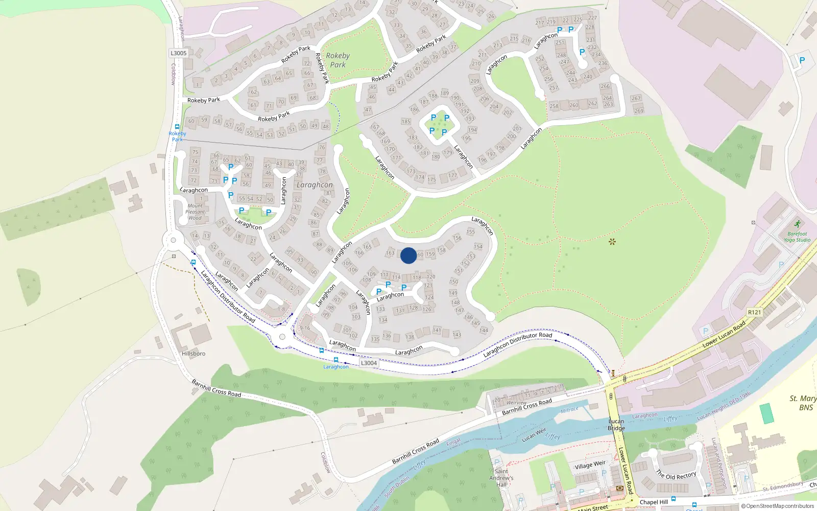 Overhead map showing the location of 161 Laraghcon, Lucan