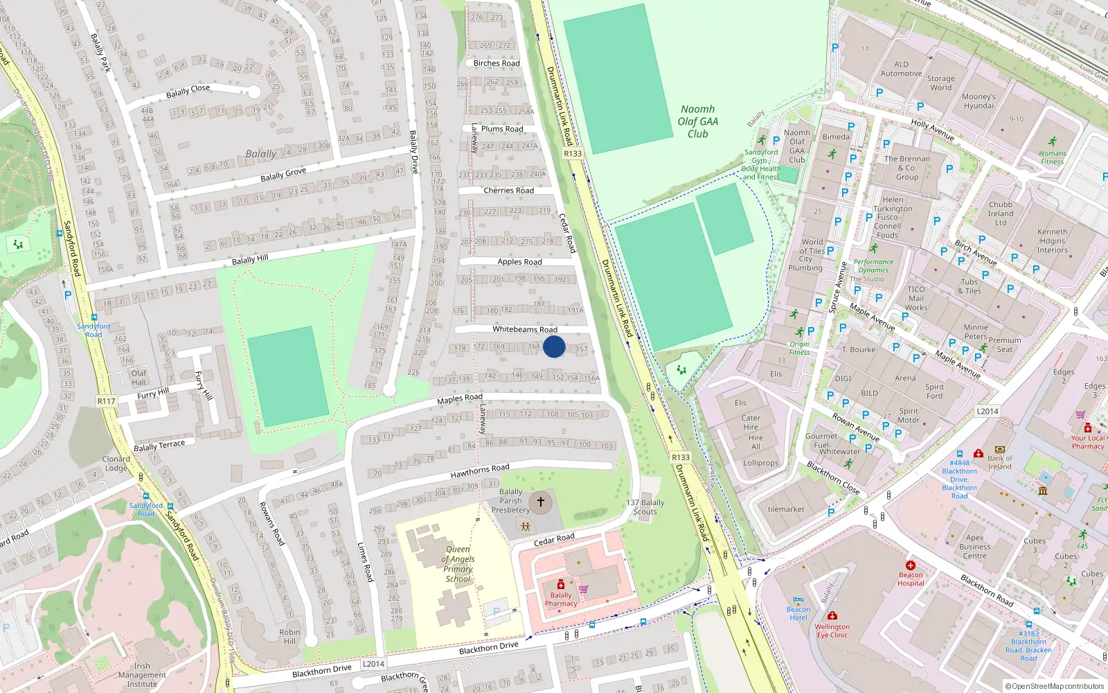Overhead map showing the location of 161 Whitebeams Road, Wedgewood