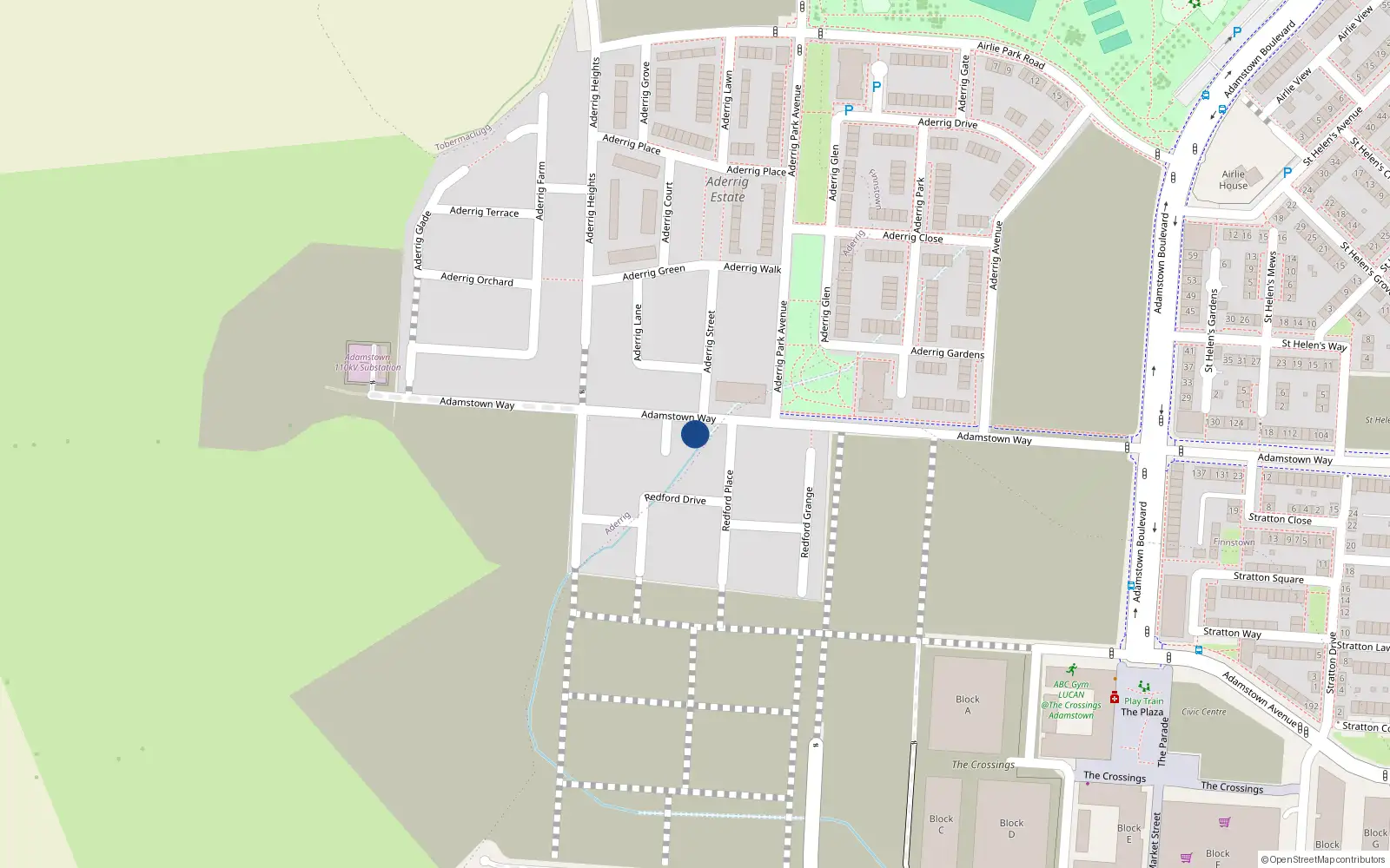 Overhead map showing the location of 163 Adamstown Way, Lucan