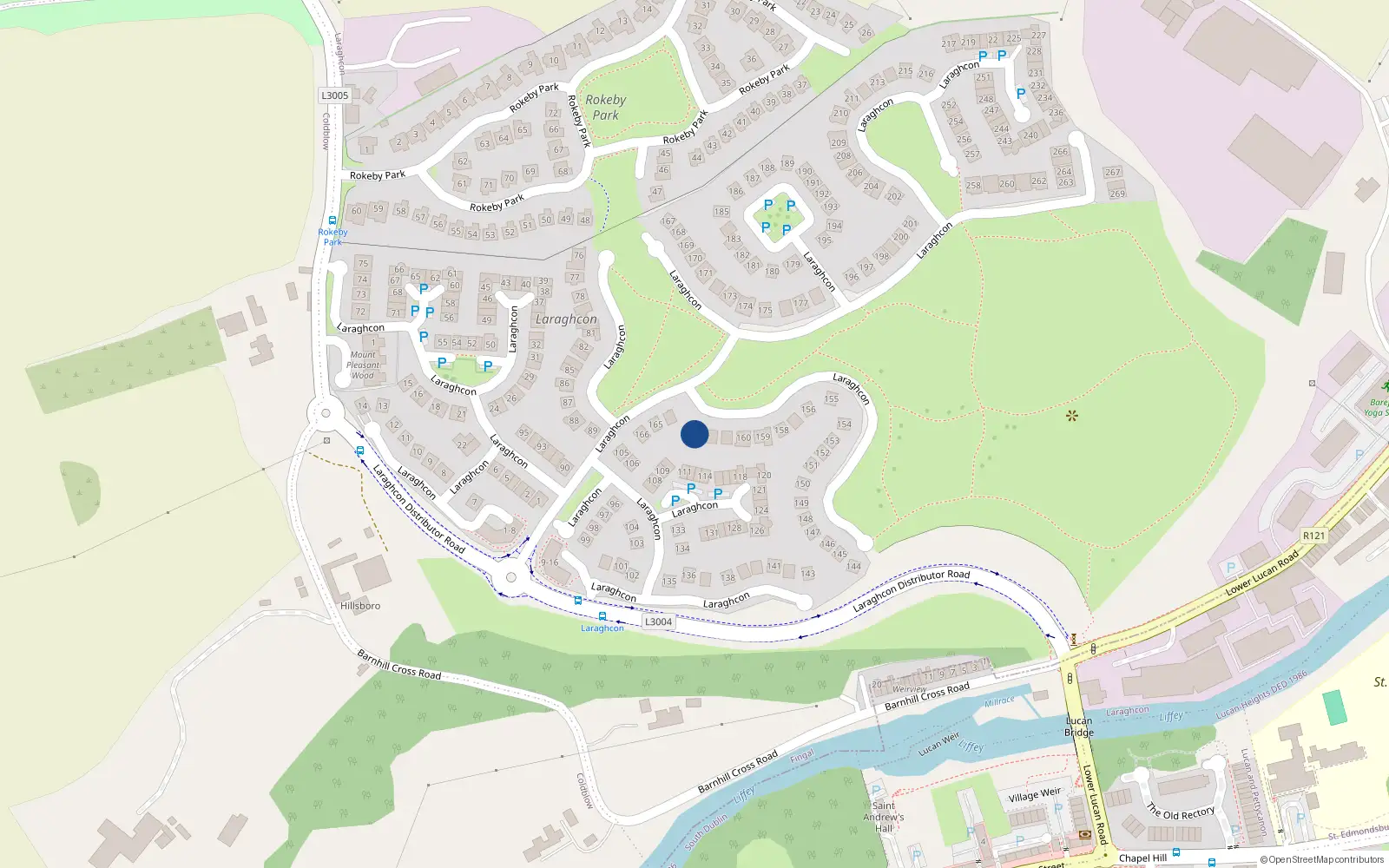 Overhead map showing the location of 163 Laraghcon, Lucan