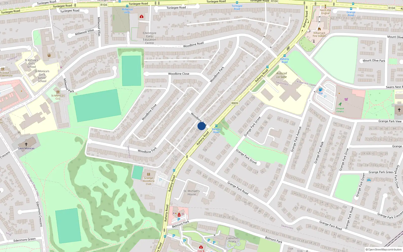 Overhead map showing the location of 163A Raheny Road, Dublin 5