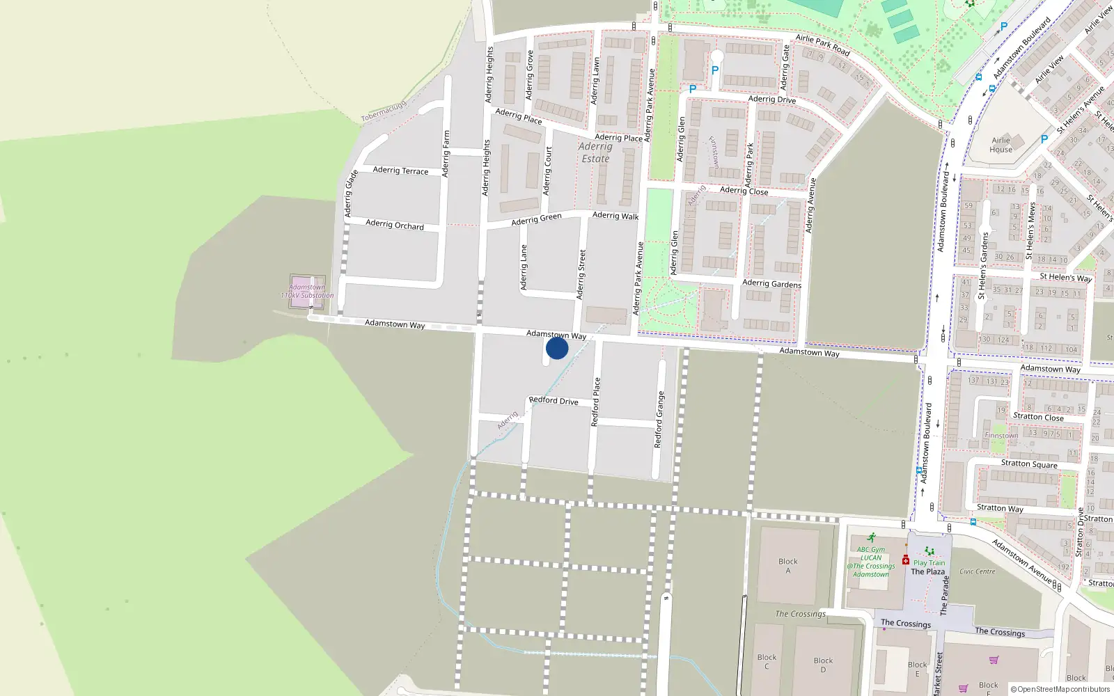 Overhead map showing the location of 165 Adamstown Way, Lucan