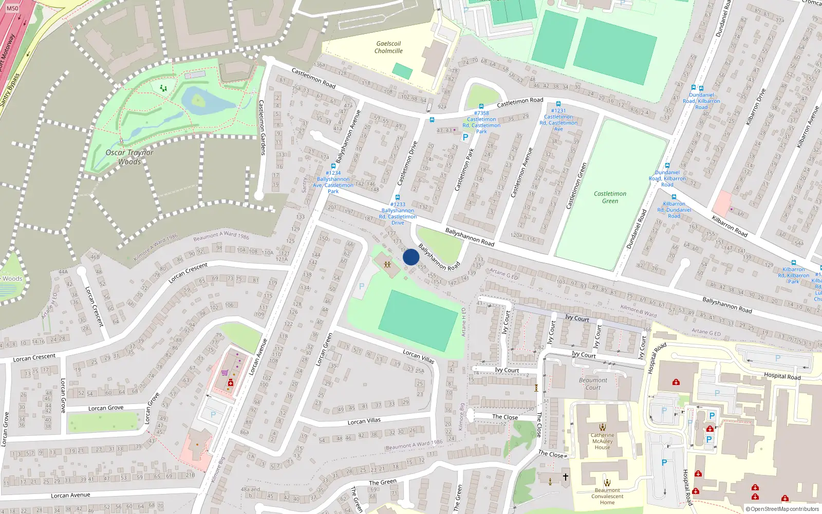 Overhead map showing the location of 165 Ballyshannon Road, Kilmore West, Dublin 5