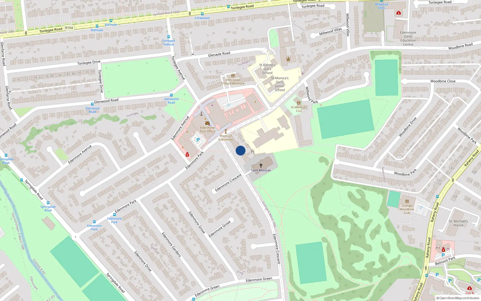 Overhead map showing the location of 165 Edenmore Crescent, Dublin 5