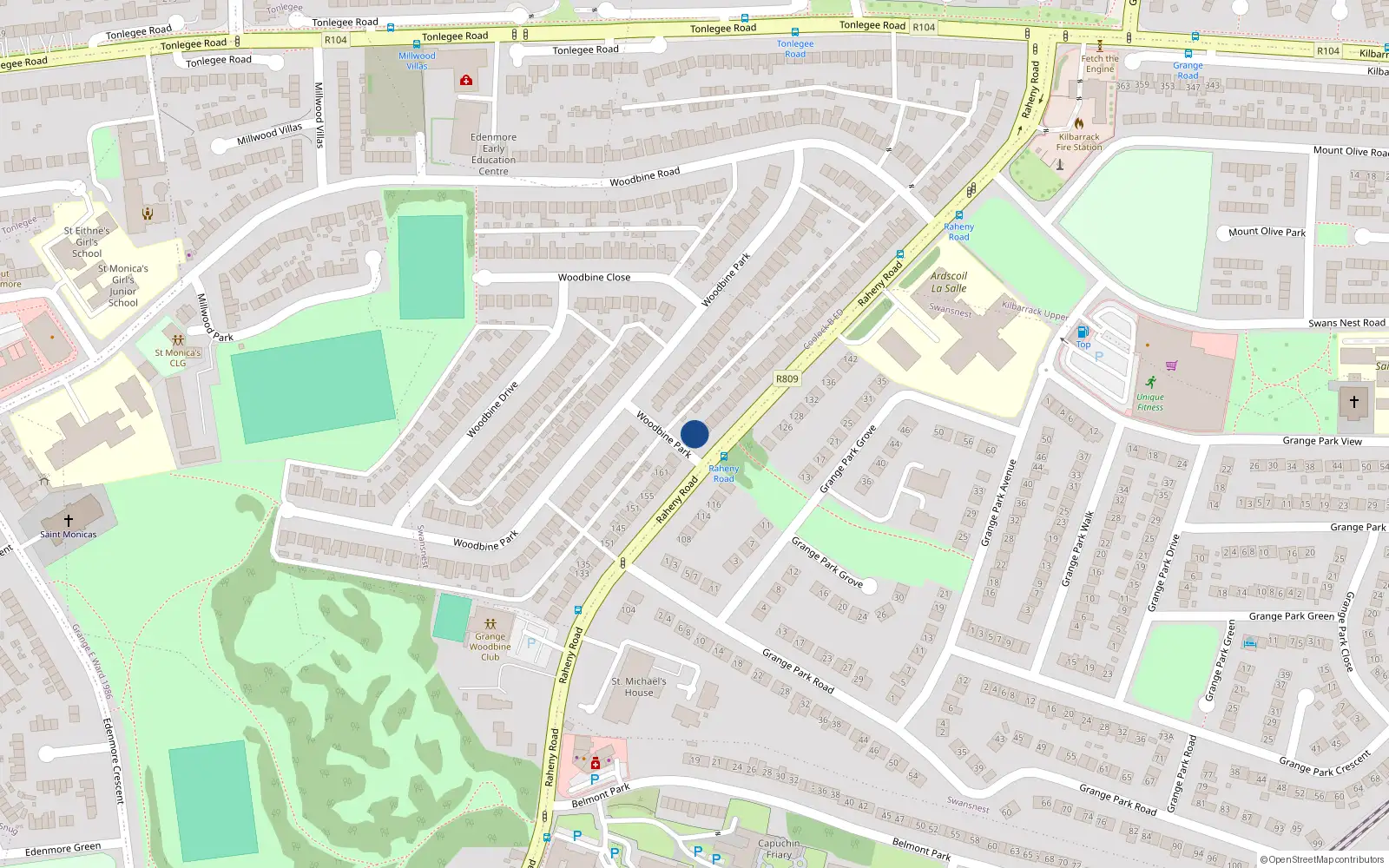 Overhead map showing the location of 165 Raheny Road, Raheny, Dublin 5