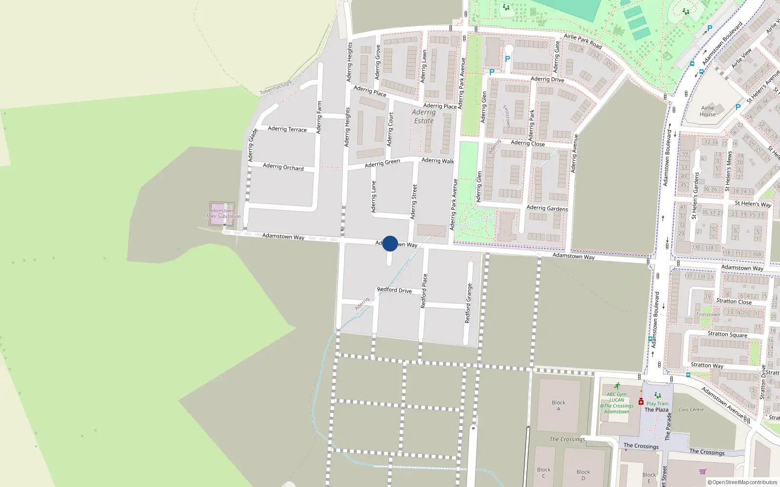 Overhead map showing the location of 167 Adamstown Way, Aderrig