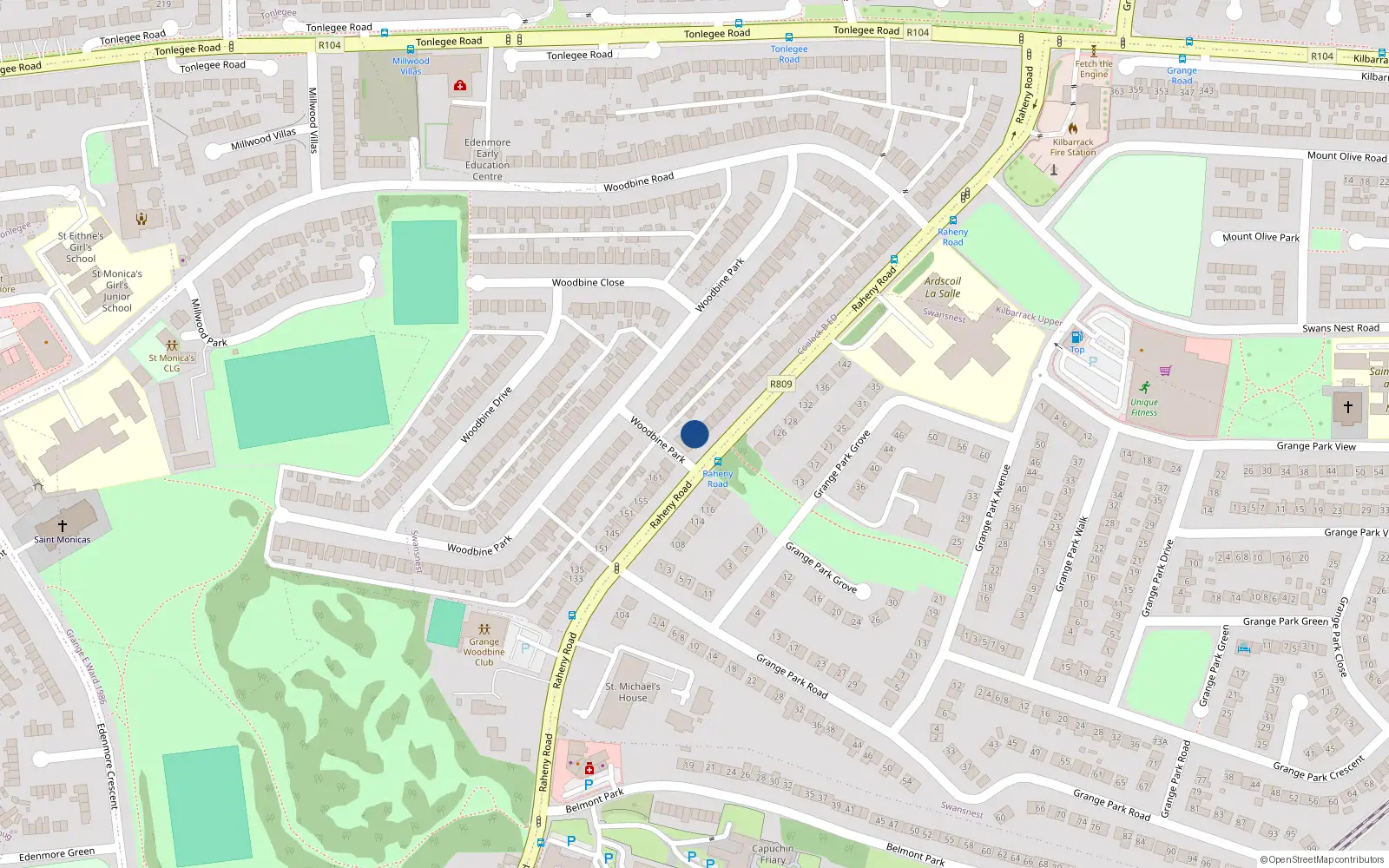Overhead map showing the location of 167 Raheny Road, Dublin 5, Dublin