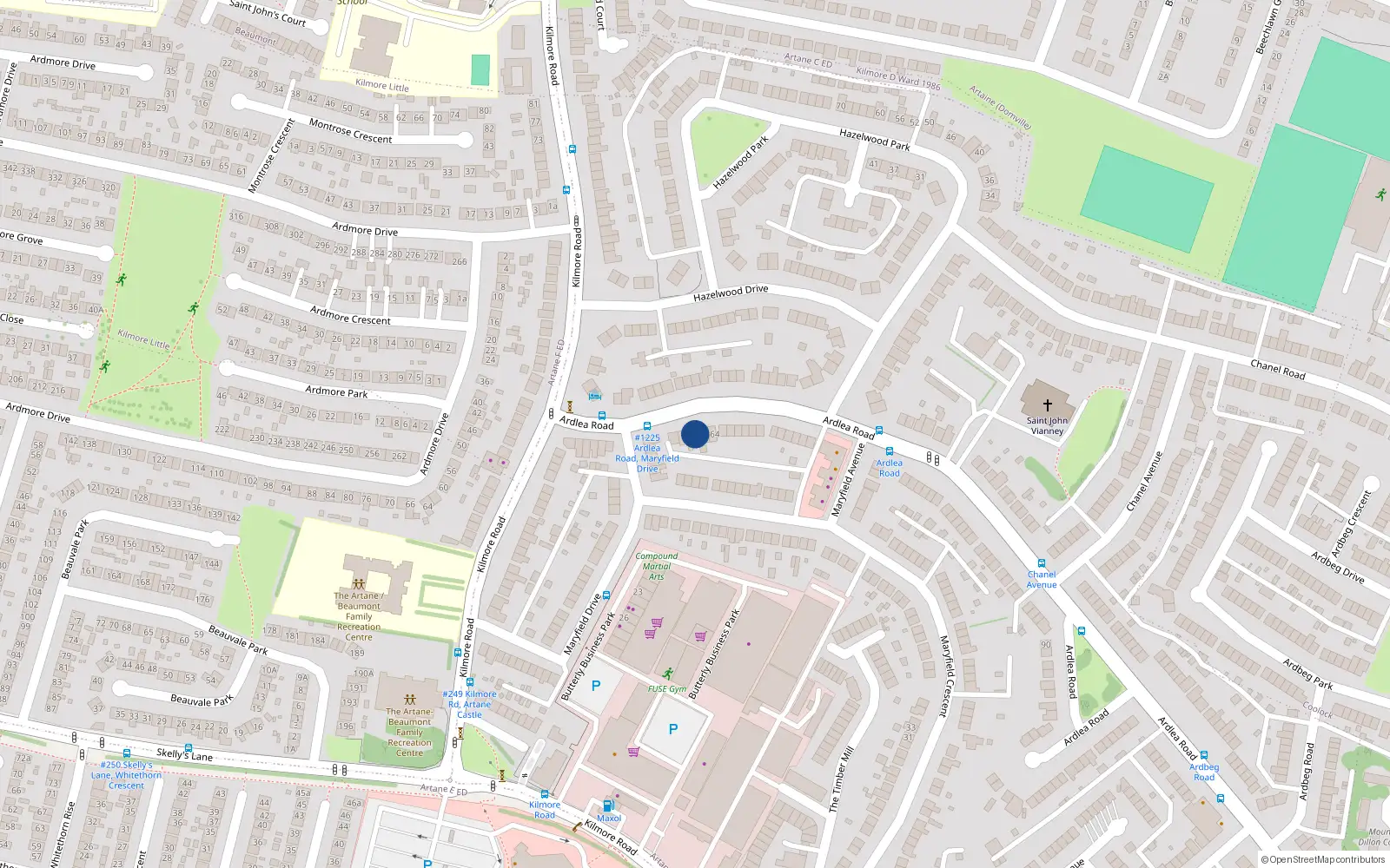 Overhead map showing the location of 168 Ardlea Road, Artane, Dublin 5