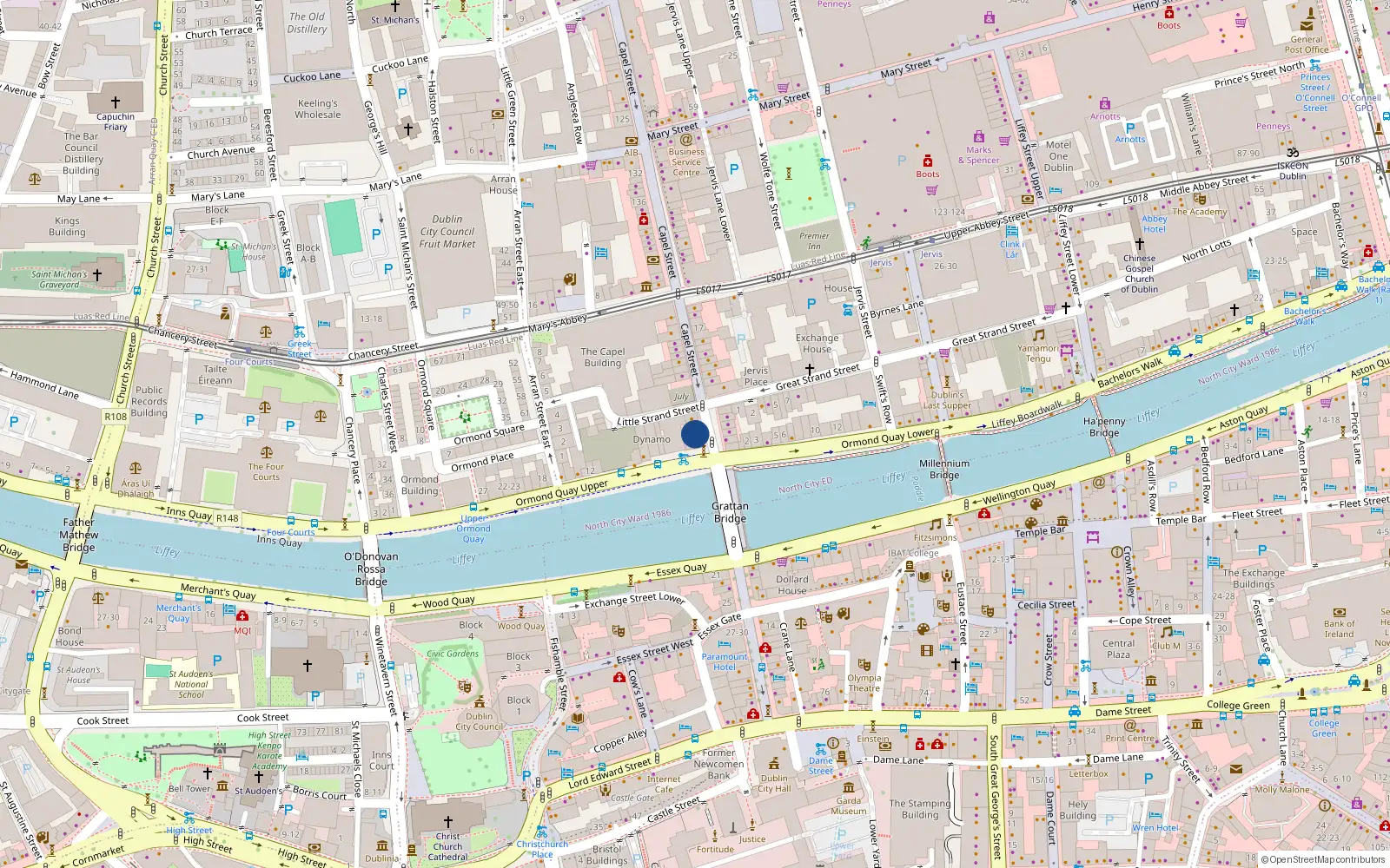 Overhead map showing the location of 168 Capel St, Dublin 1, Dublin