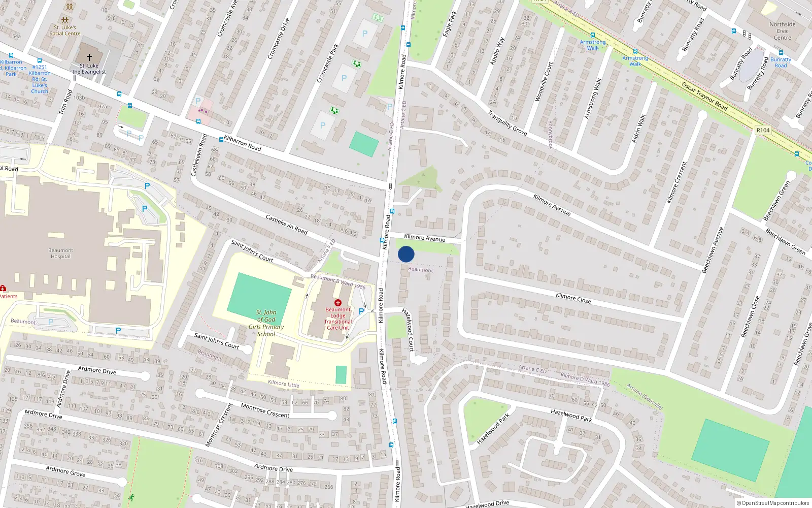 Overhead map showing the location of 168 Kilmore Road, Dublin 5