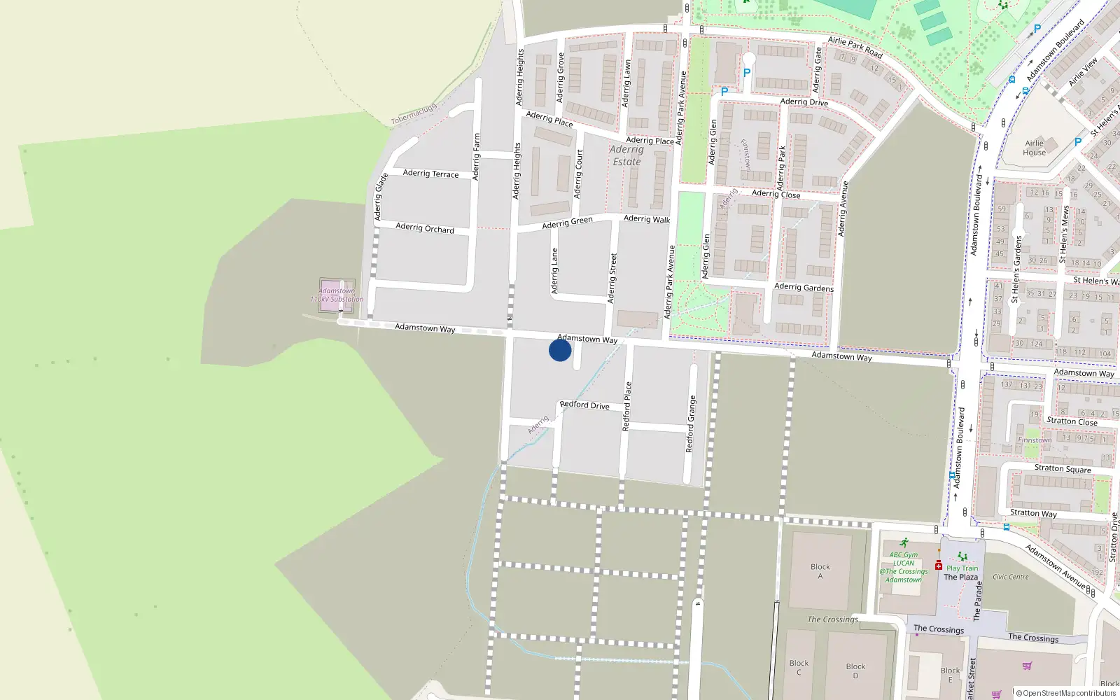 Overhead map showing the location of 169 Adamstown Way, Lucan