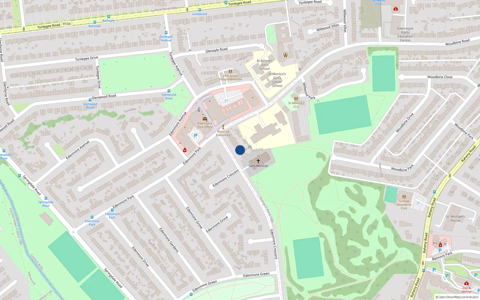 Overhead map showing the location of 169 Edenmore Crescent, Dublin 5