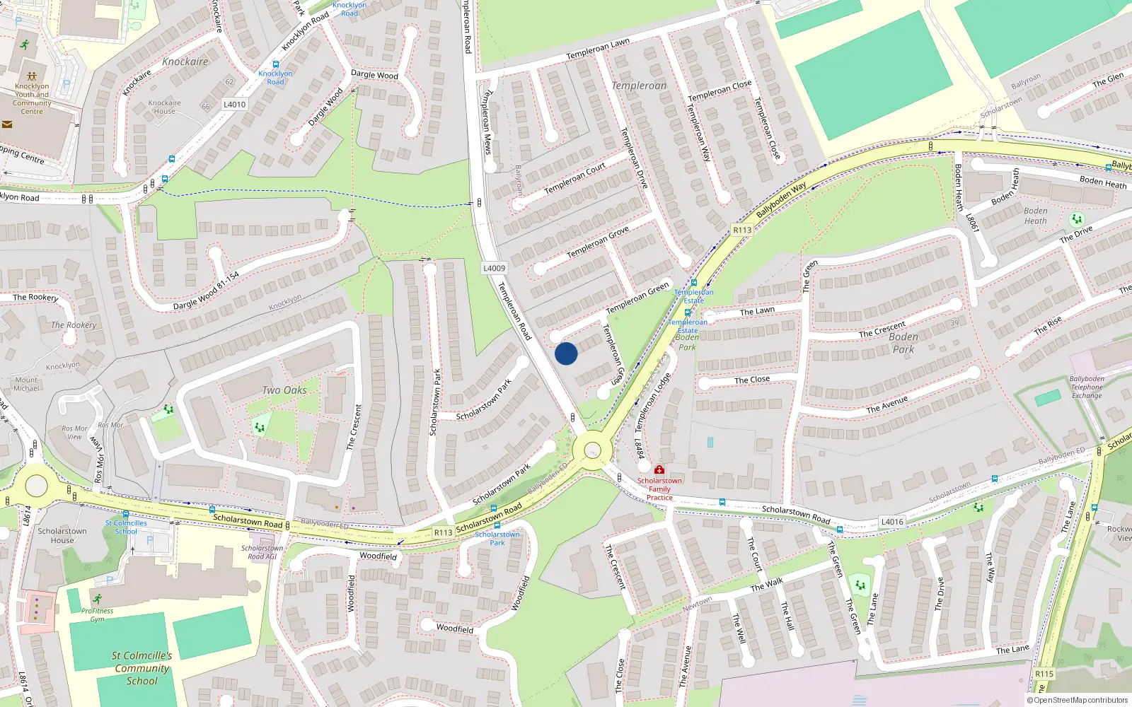 Overhead map showing the location of 16A Templeroon Green Templeroon, Knocklyon, Dublin
